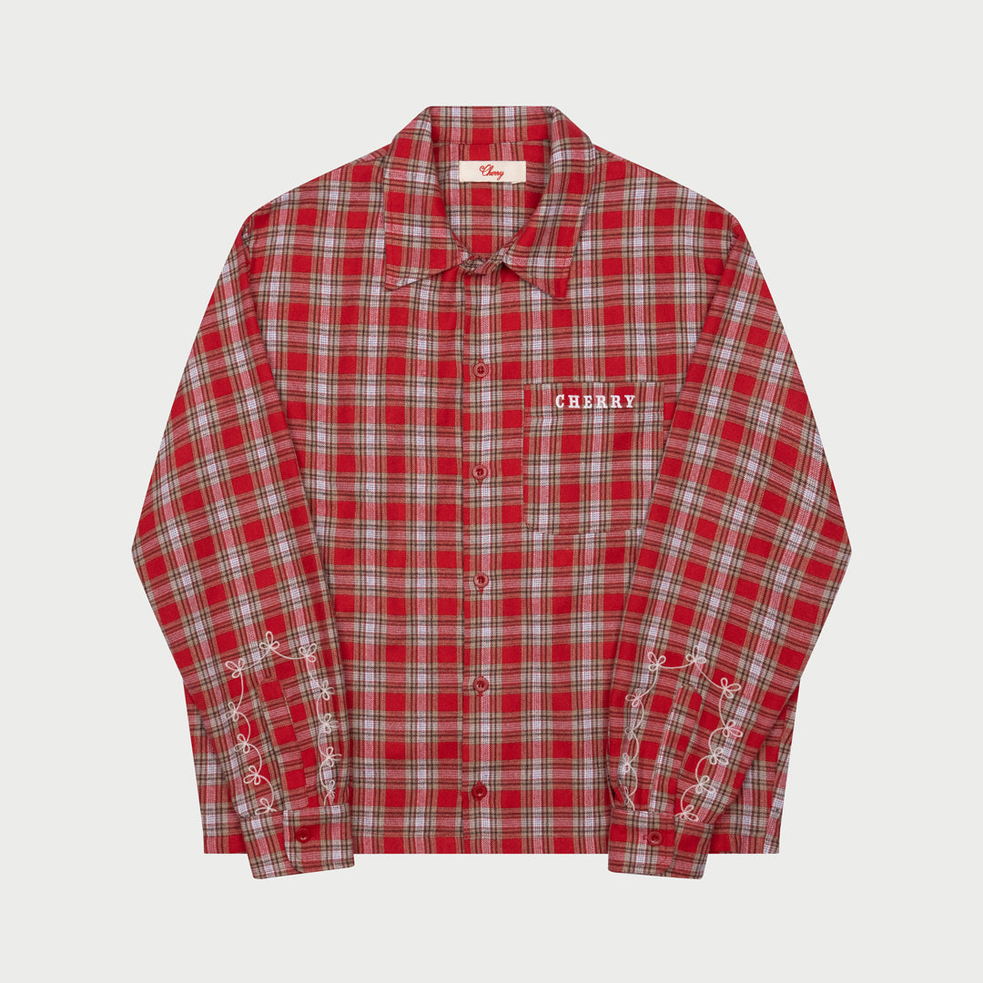 Western Boxy Plaid Shirt (Red)