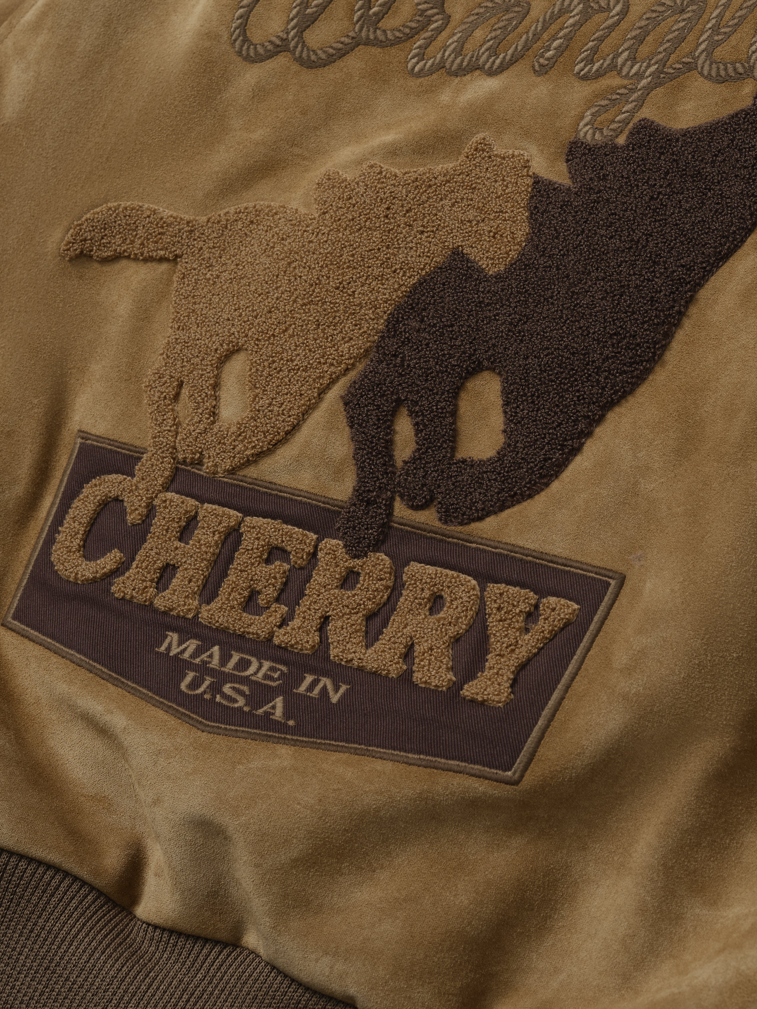 Cherry x Wrangler Suede Varsity Jacket (Tan)