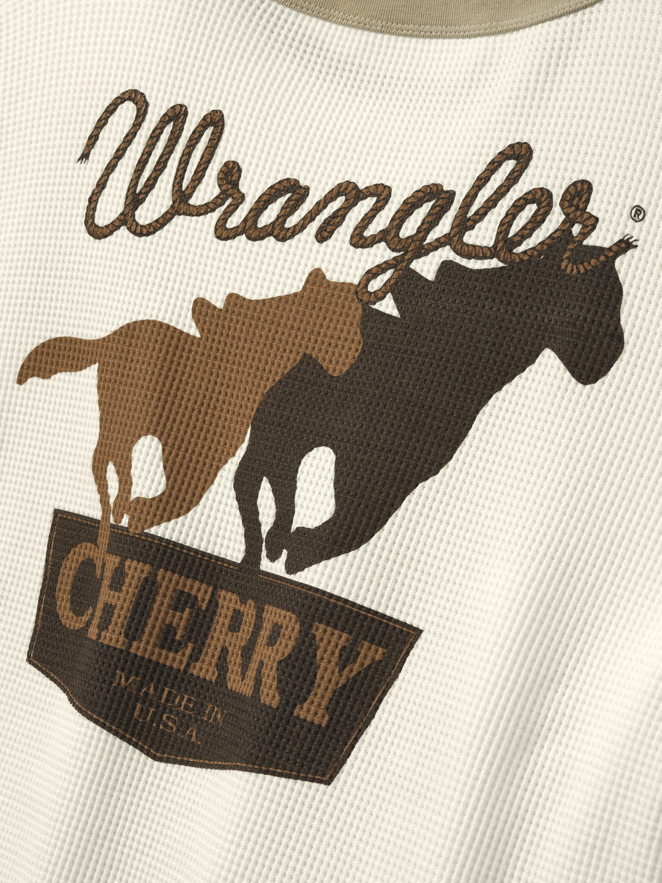 Cherry x Wrangler Pocket Thermal Longsleeve Tee (Cream)