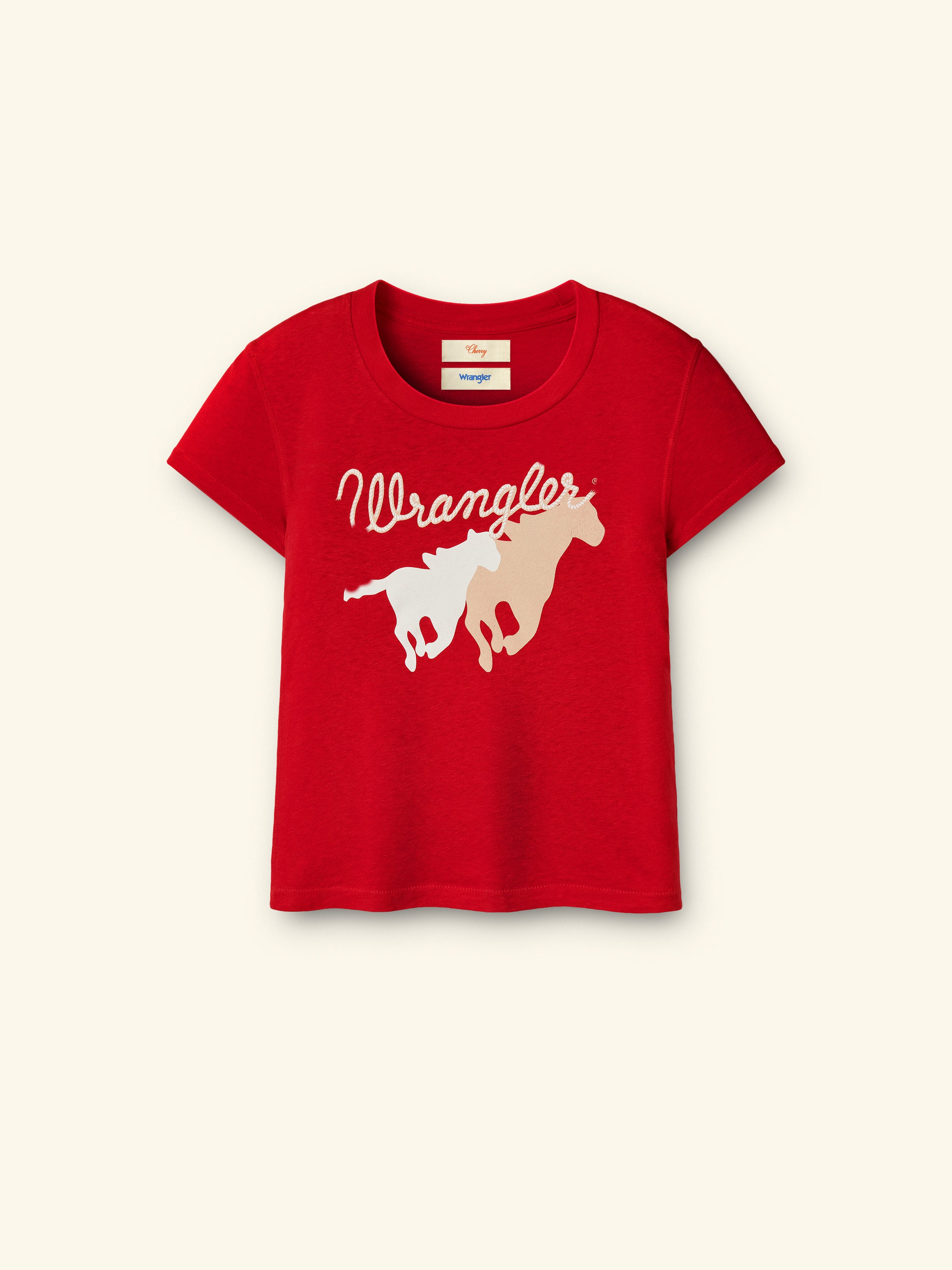 Cherry x Wrangler Women's Cowgirl Fitted Baby Tee (Red)