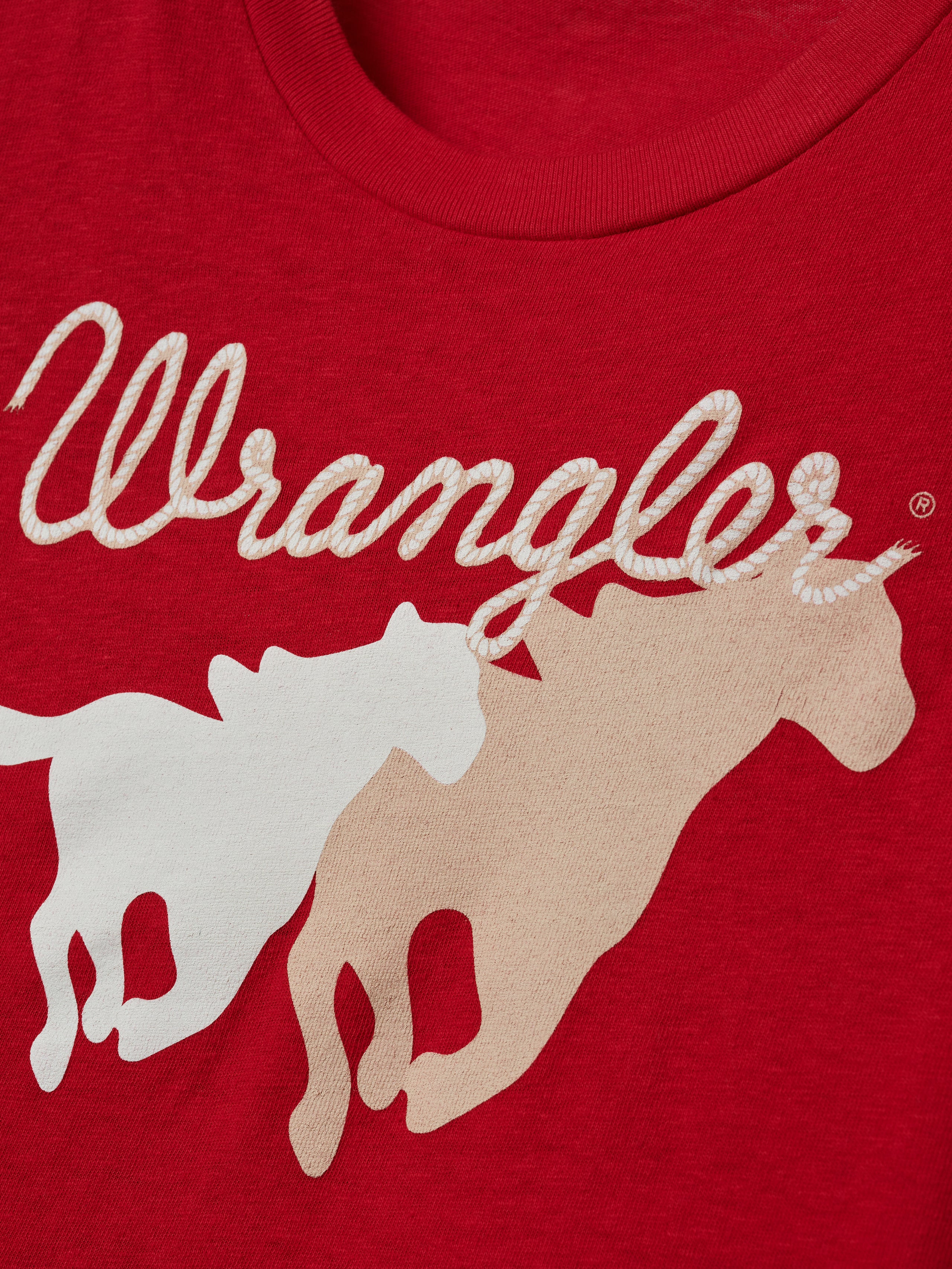 Cherry x Wrangler Women's Cowgirl Fitted Baby Tee (Red)