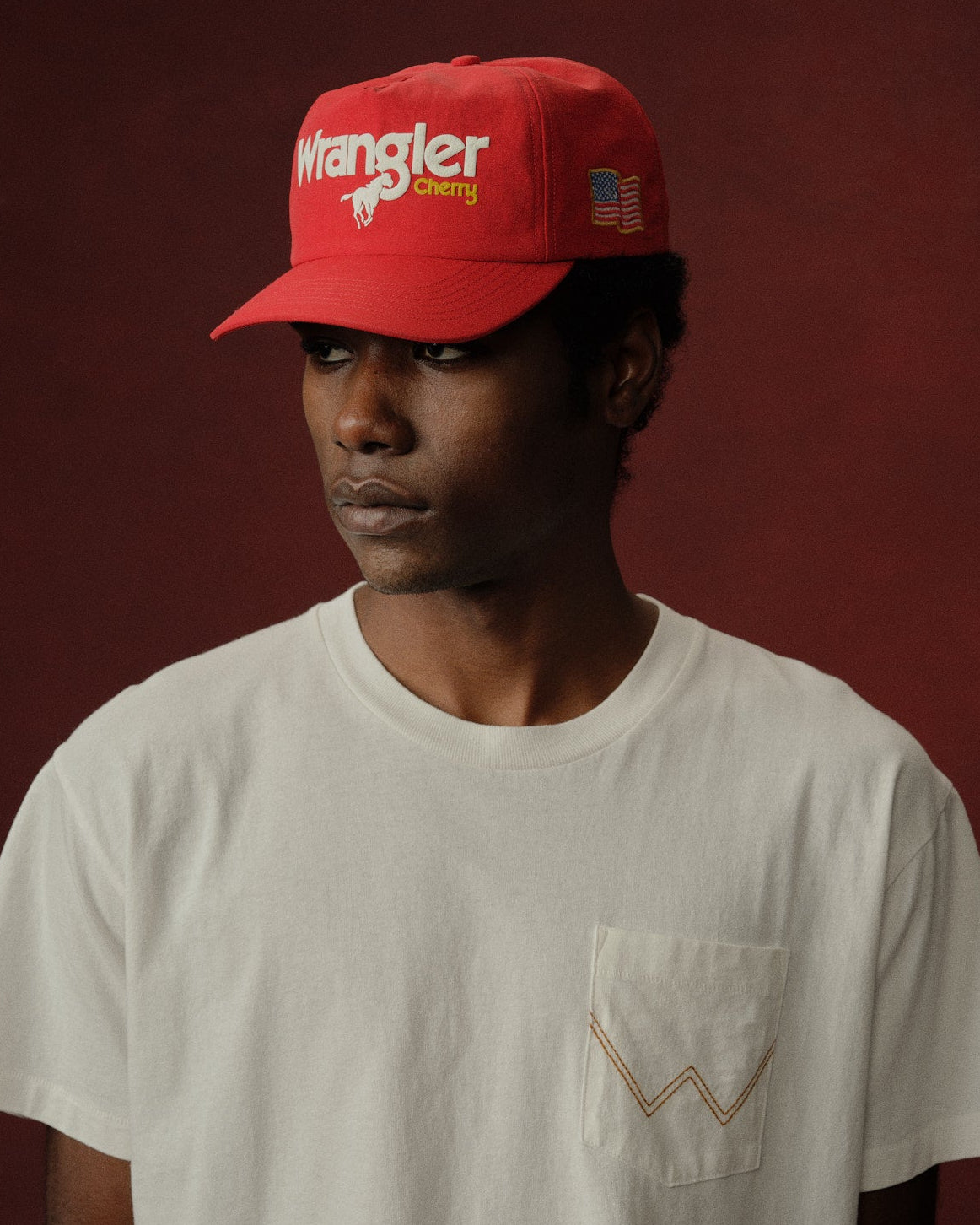 Cherry x Wrangler Nylon 5 Panel Hat (Red)