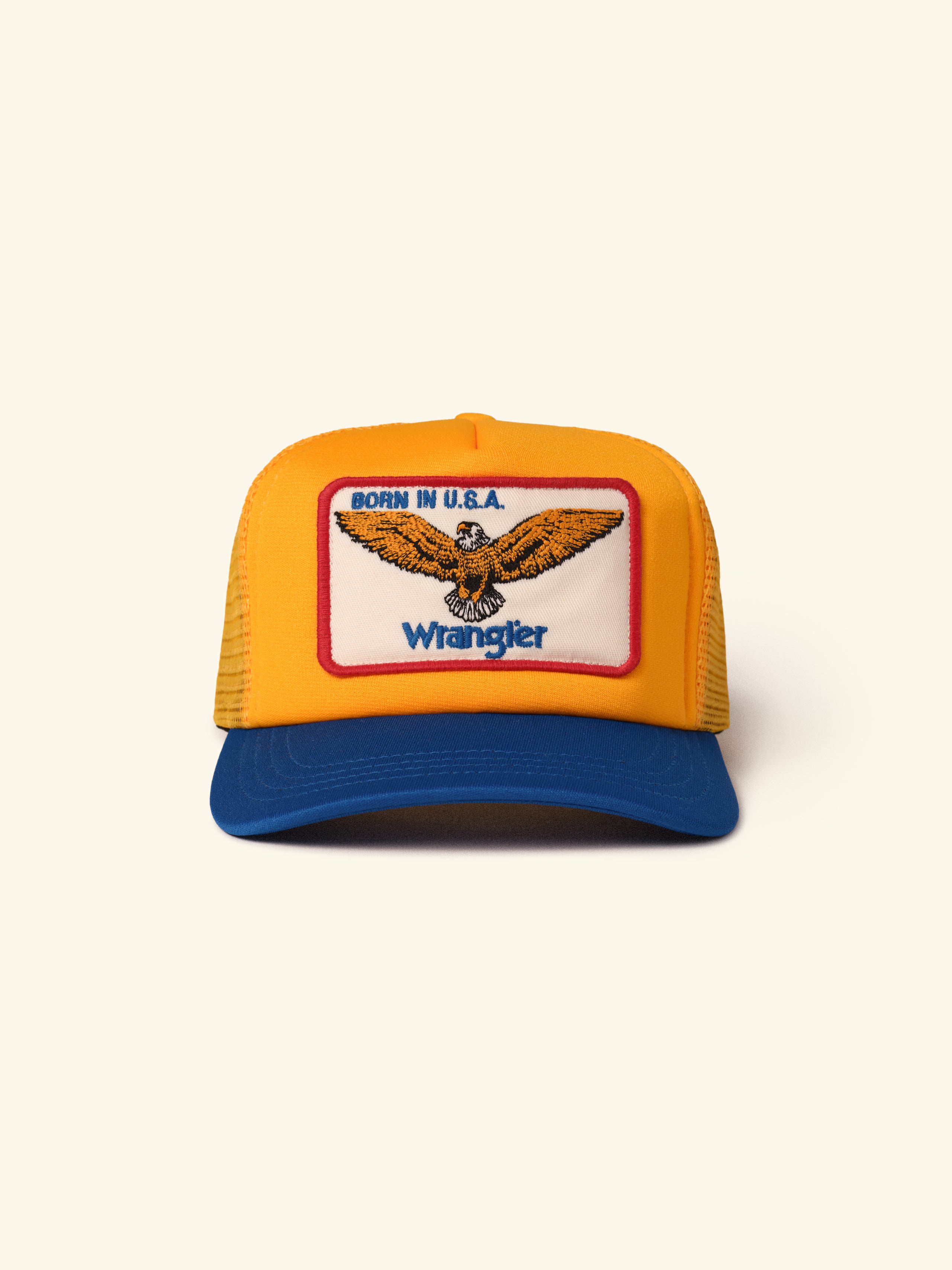 Cherry x Wrangler Trucker Hat (Yellow/Blue)