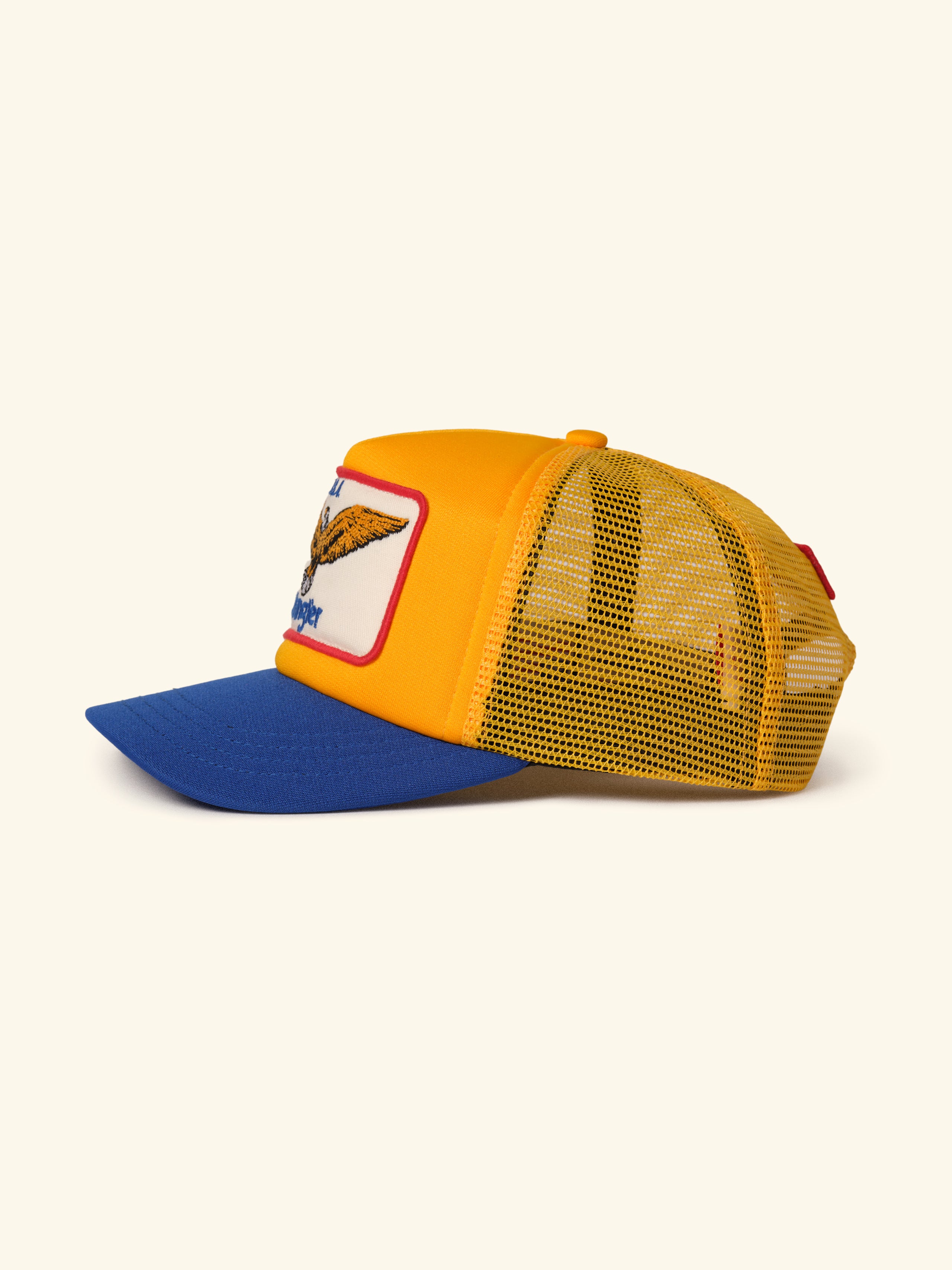 Cherry x Wrangler Trucker Hat (Yellow/Blue)