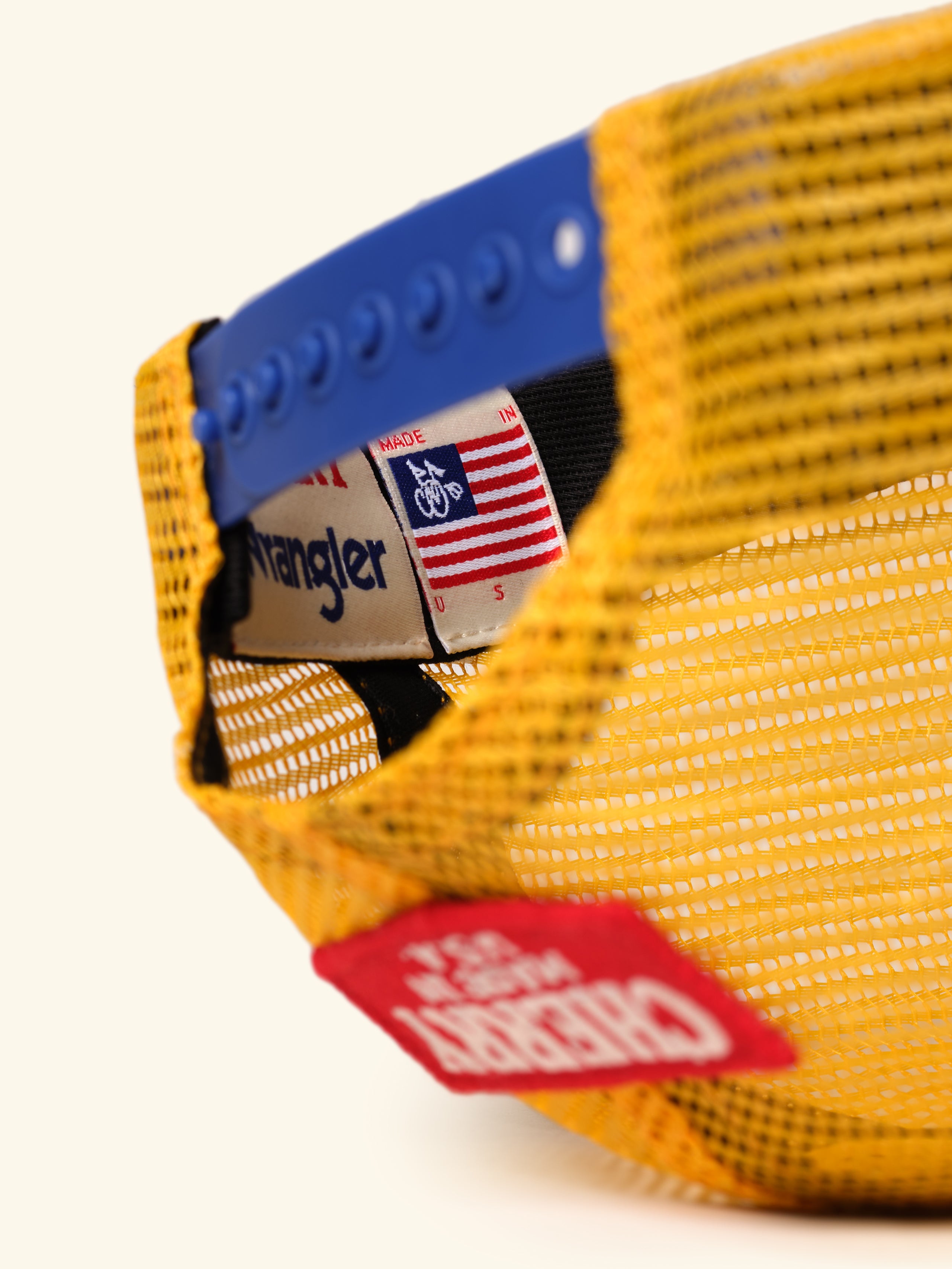 Cherry x Wrangler Trucker Hat (Yellow/Blue)