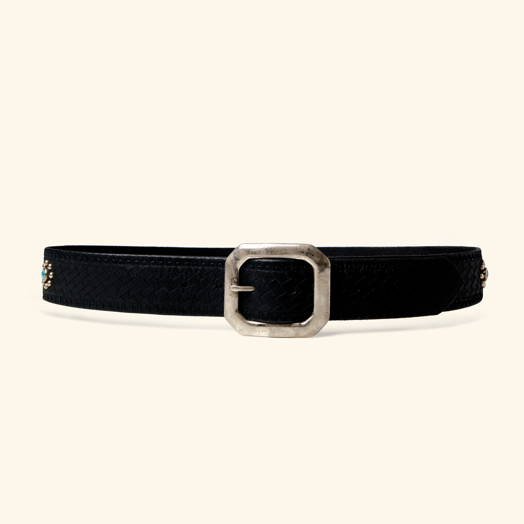black belt with studded metal design