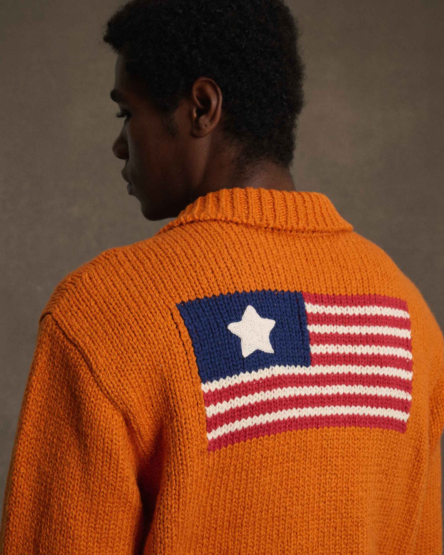 1 Star Cotton Knit Zip Jacket (Orange)