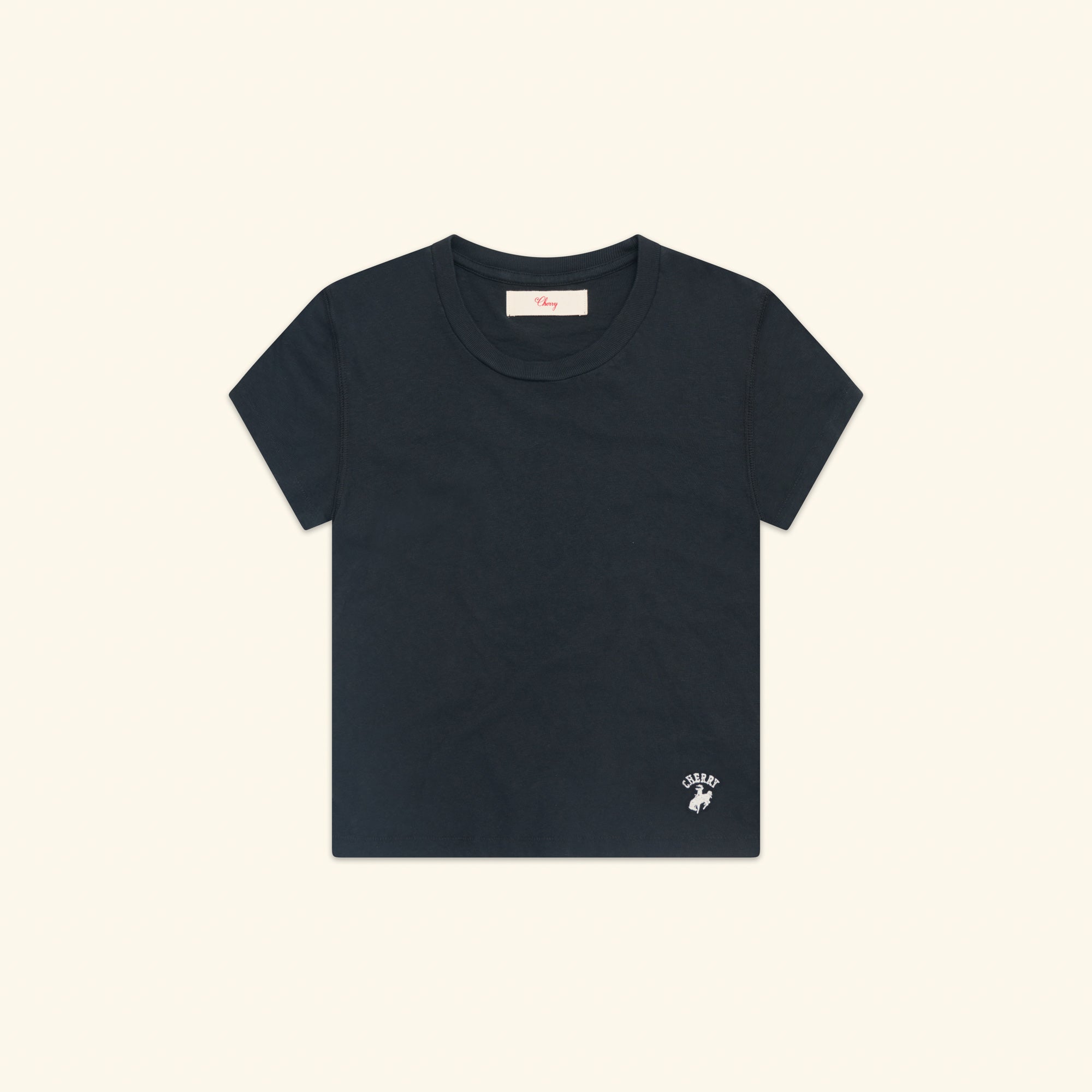 Women's Western Athletic Fitted Baby Tee (Vintage Black)