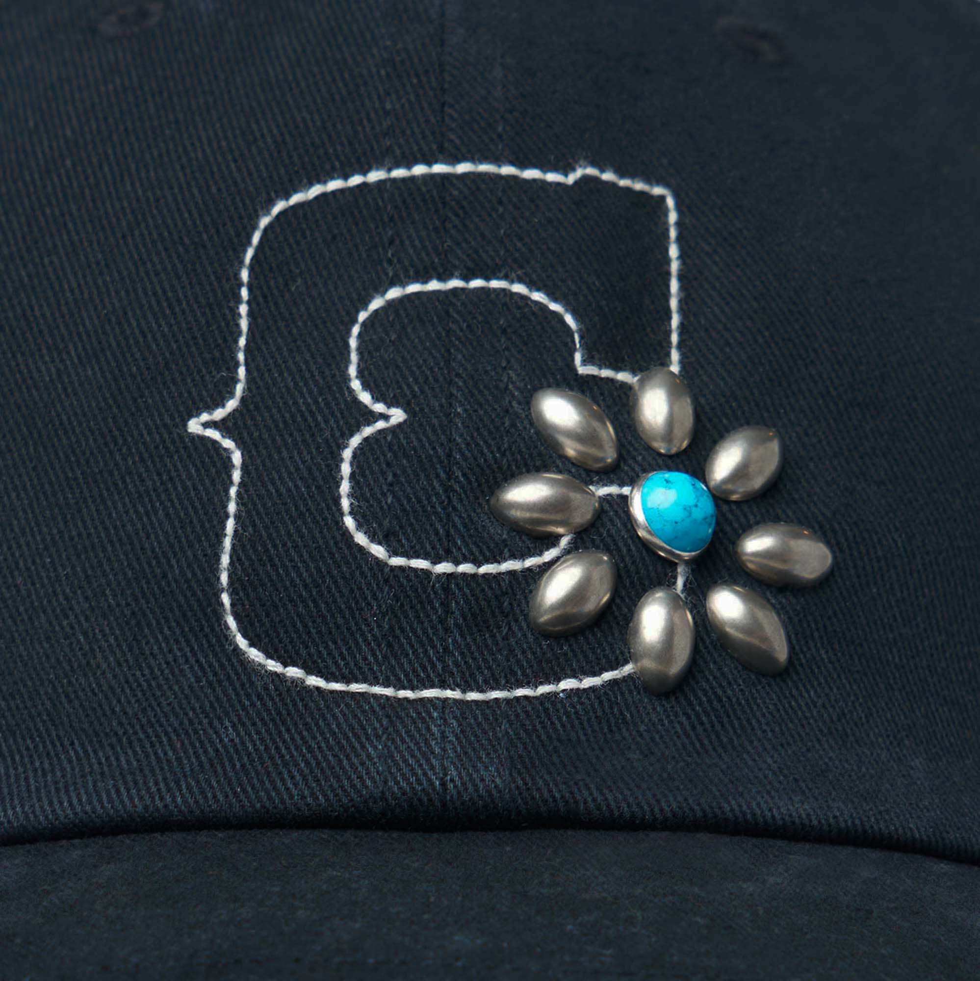 Studded Unstructured Hat (Black)