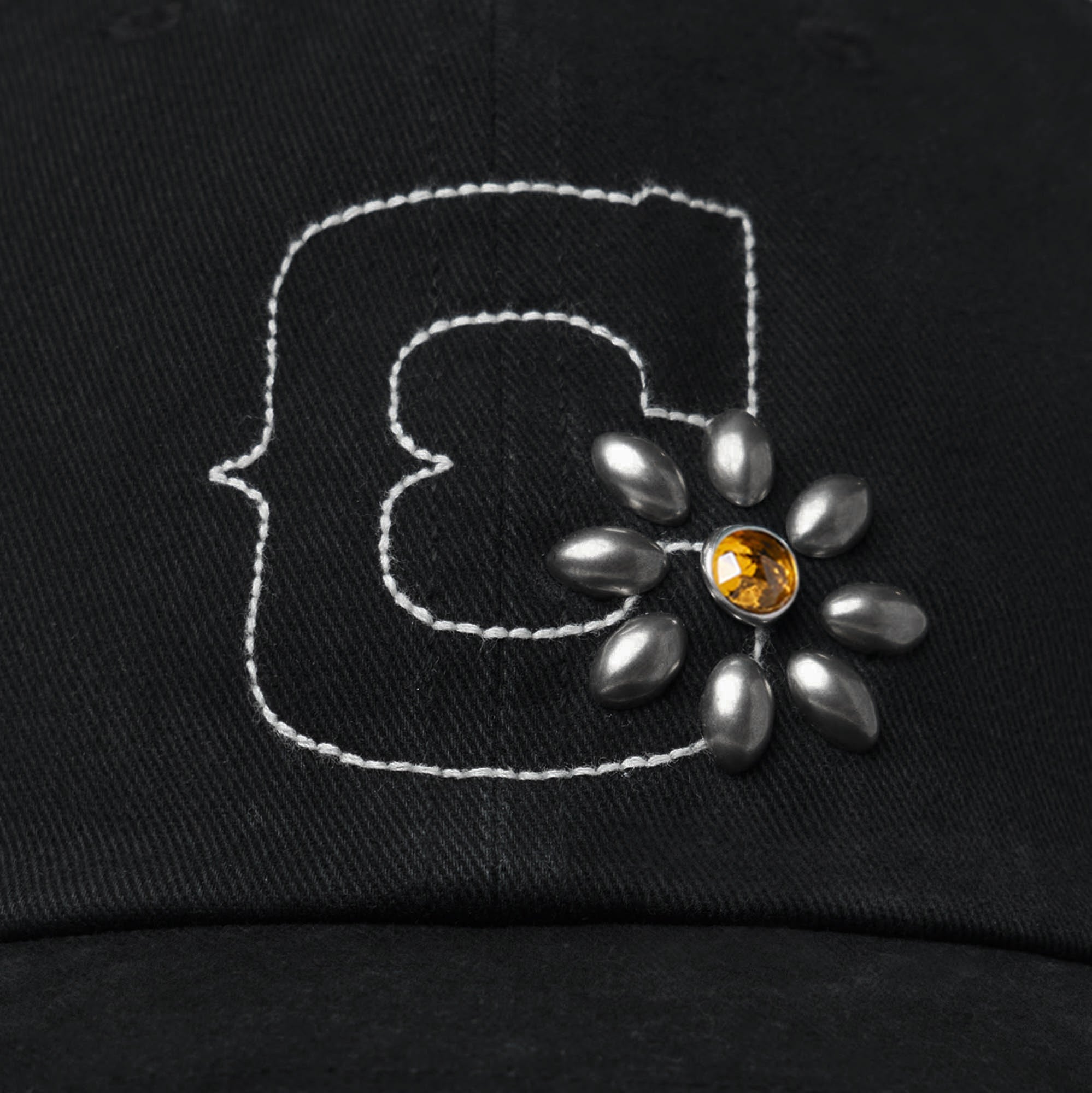 Studded Unstructured Hat (Black)