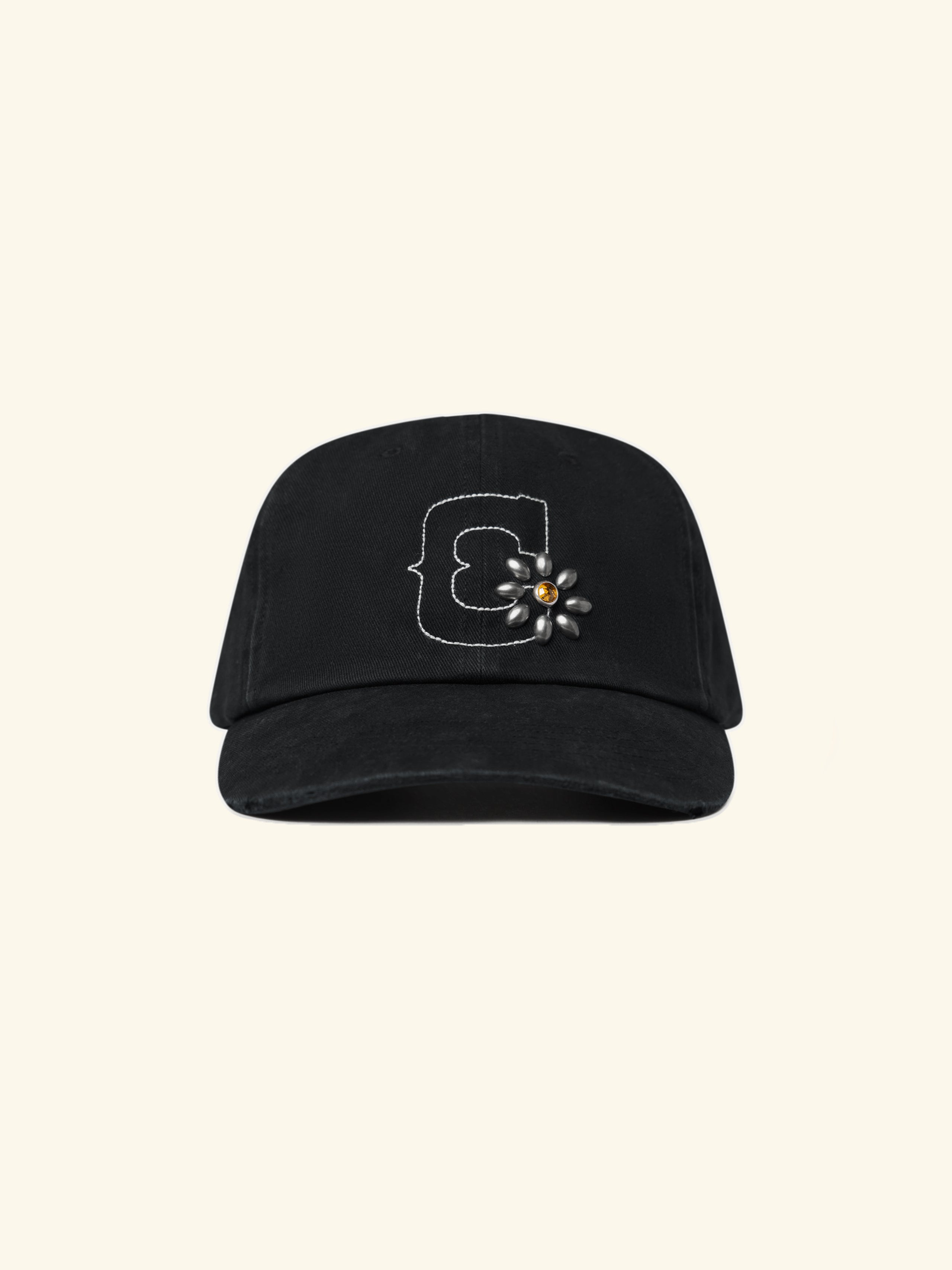 Studded Unstructured Hat (Black)