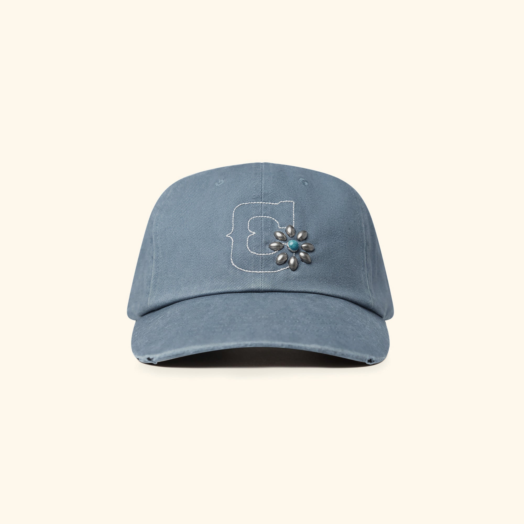 Studded Unstructured Hat (Sun Faded Blue)