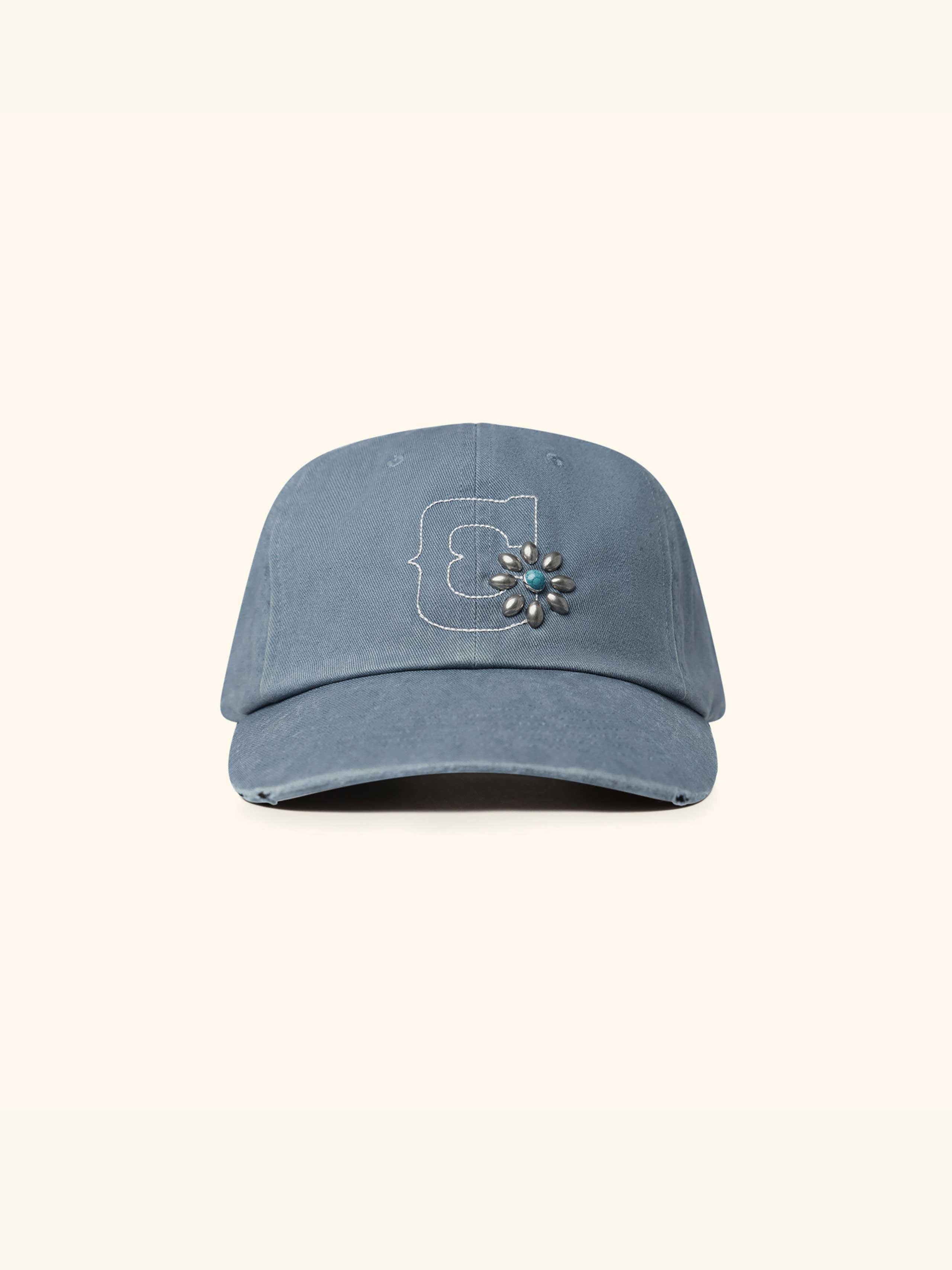 Studded Unstructured Hat (Sun Faded Blue)