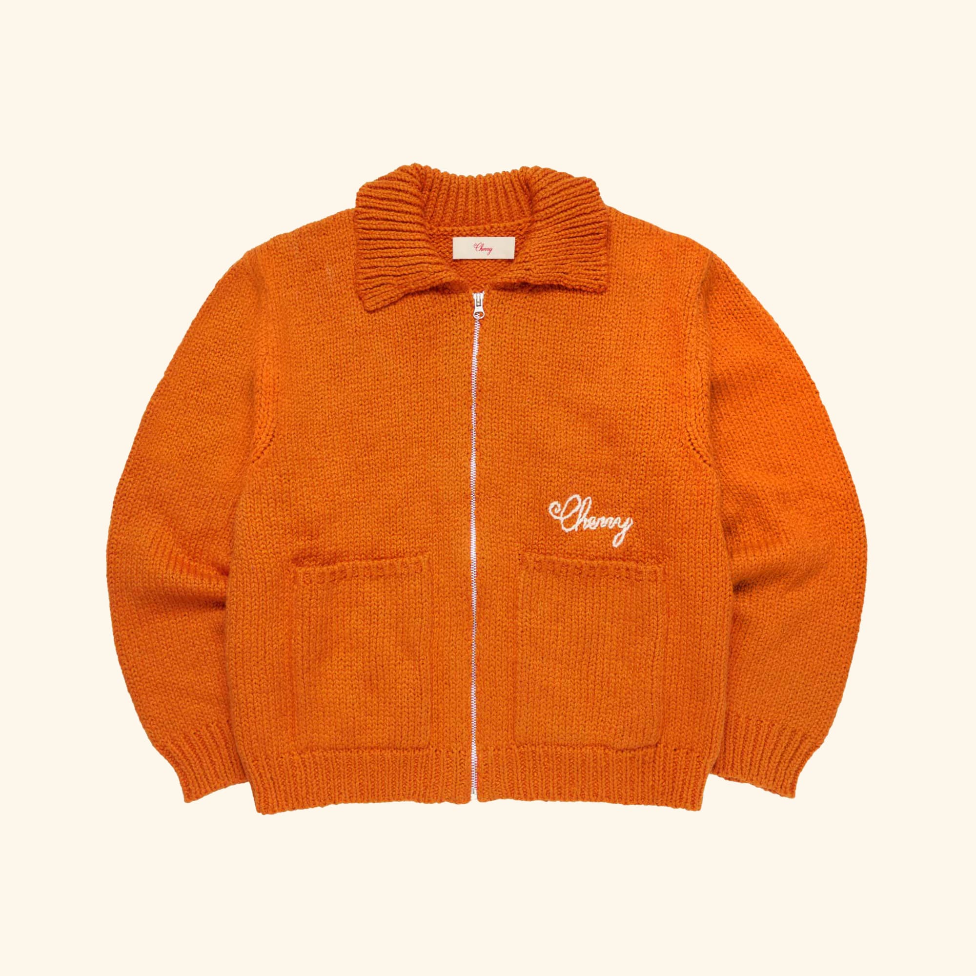 1 Star Cotton Knit Zip Jacket (Orange)