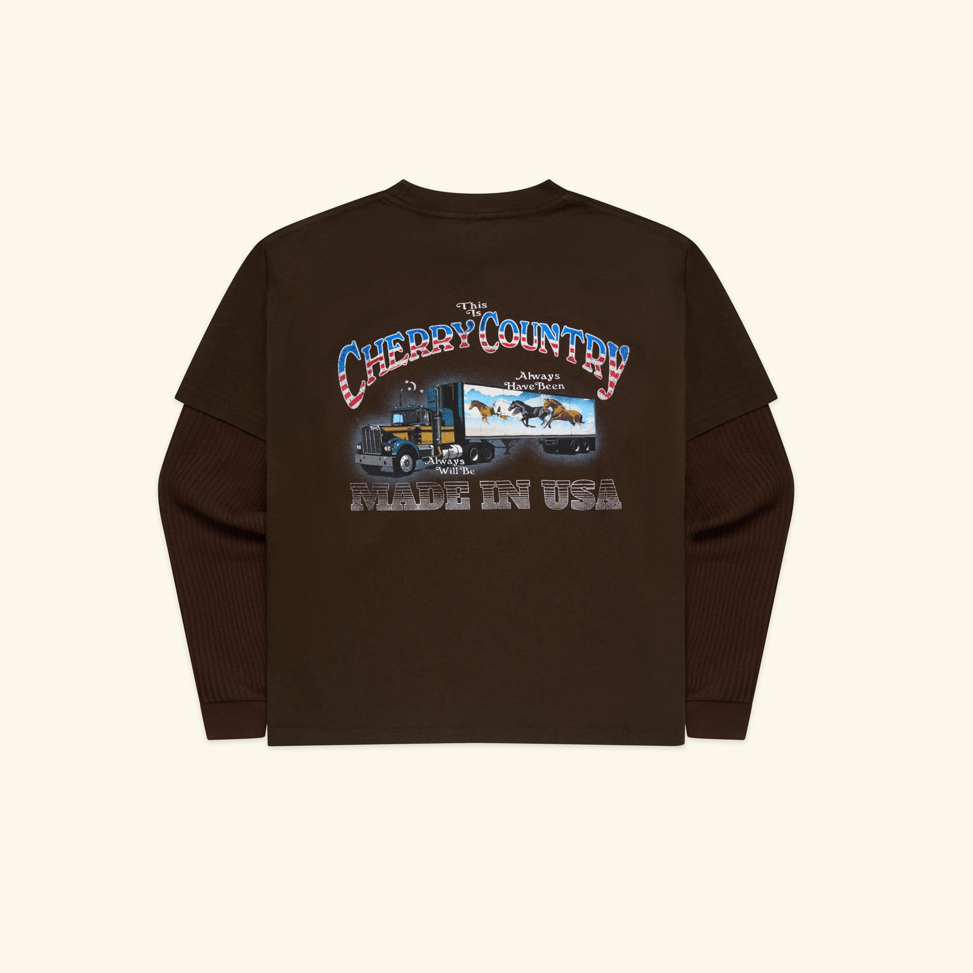 Country Road Boxy Pocket Longsleeve Thermal (Chocolate)
