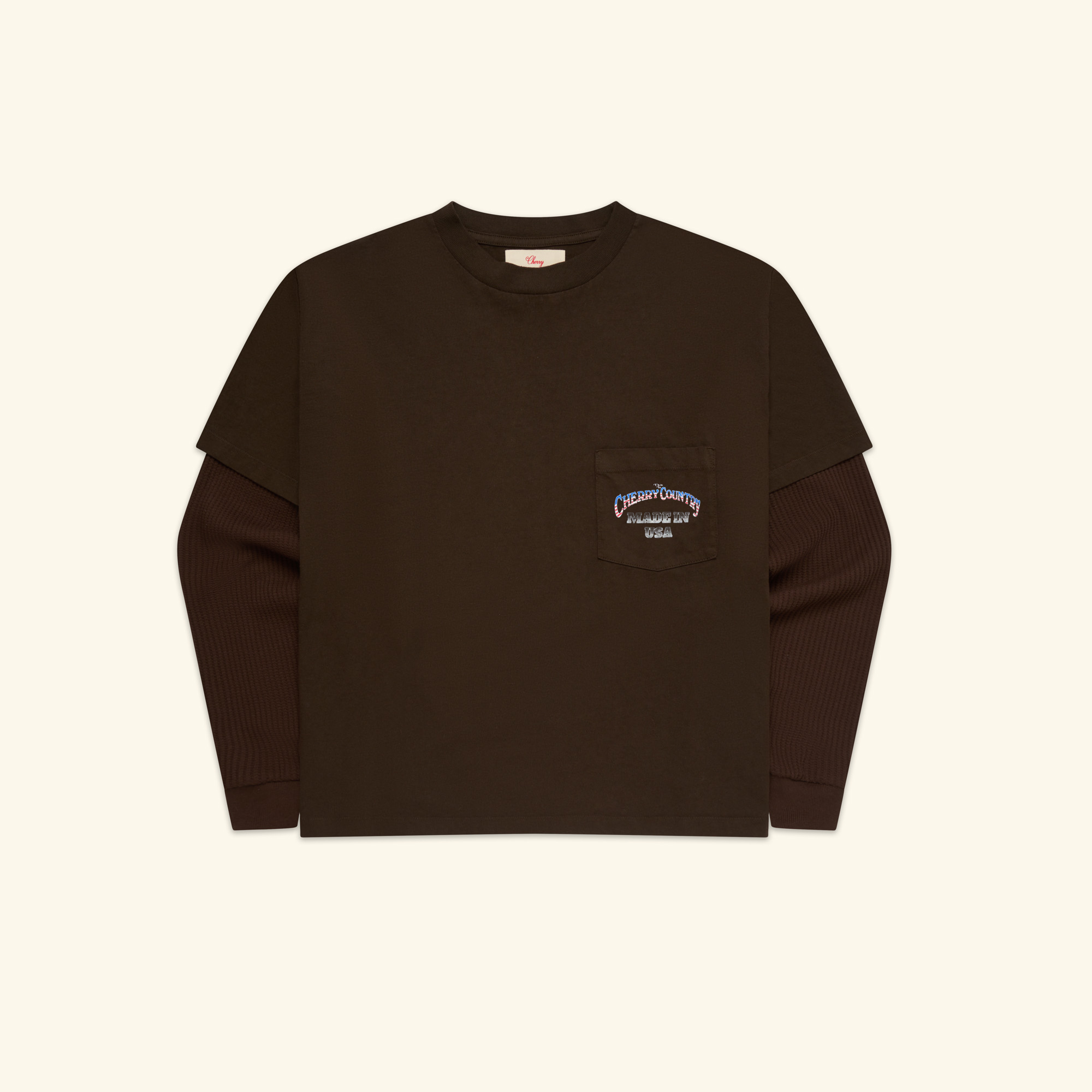 Country Road Boxy Pocket Longsleeve Thermal (Chocolate)