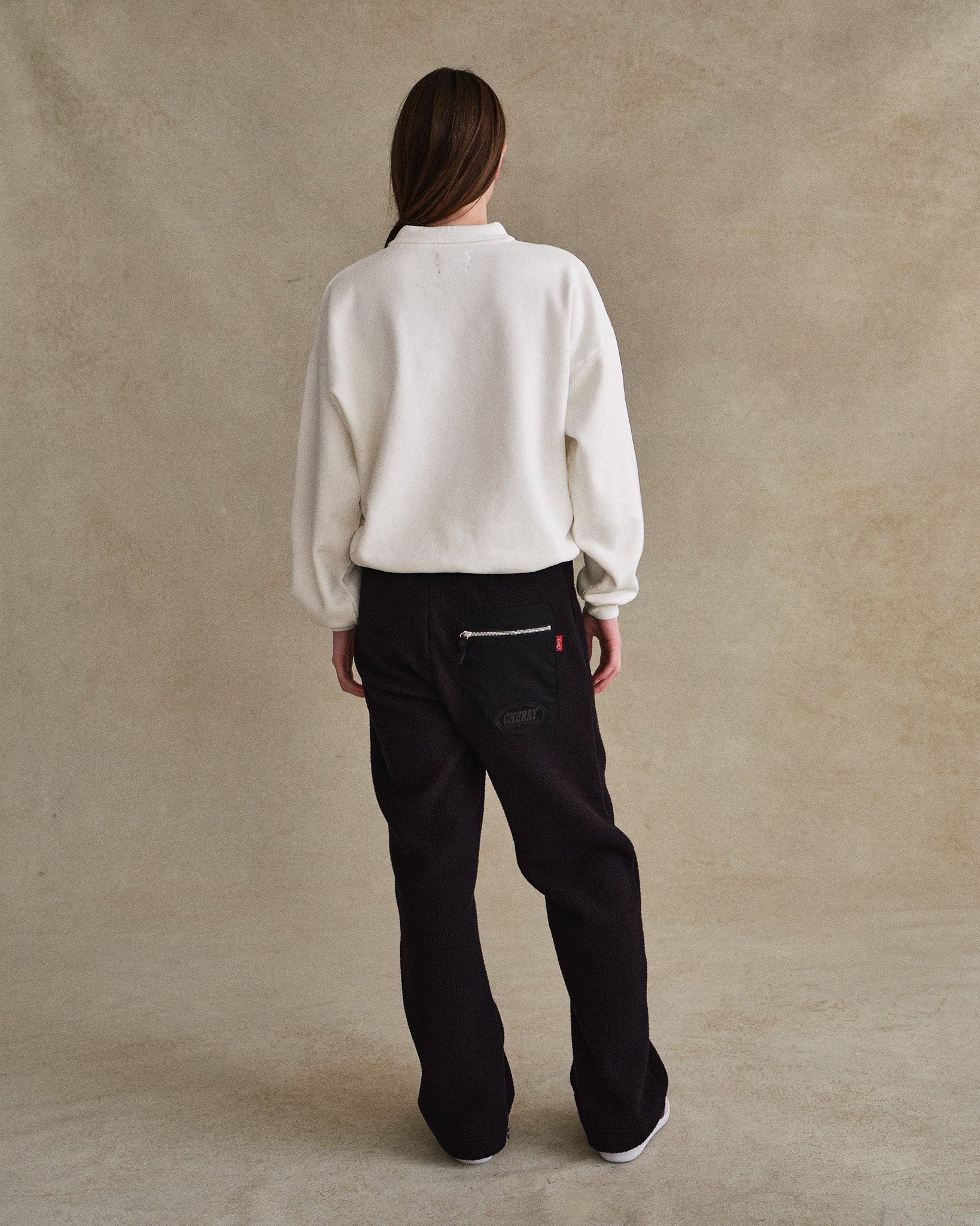 Basic L/S Polo Fleece (White)