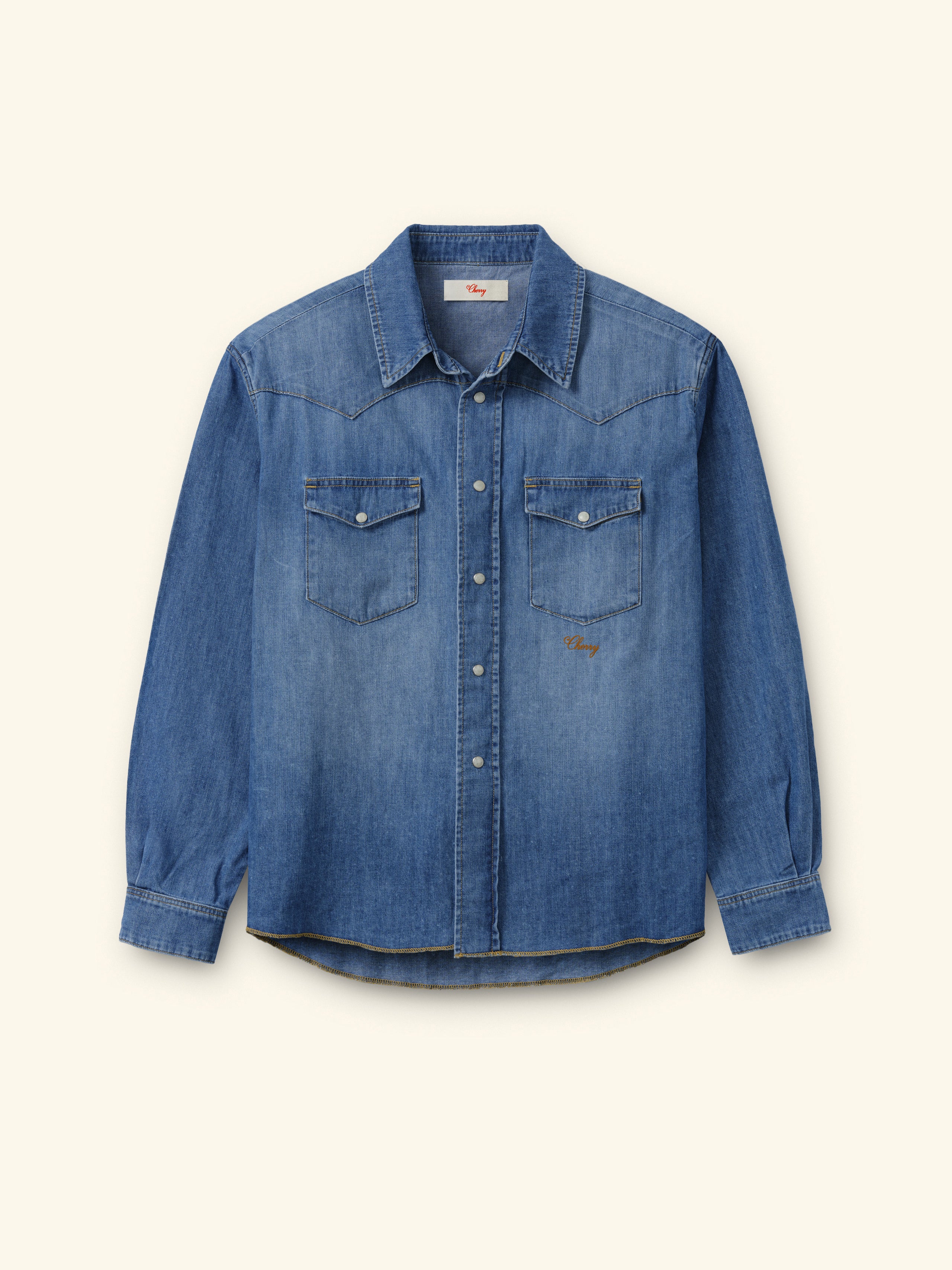 Denim Chambray Western Shirt (Medium Wash)