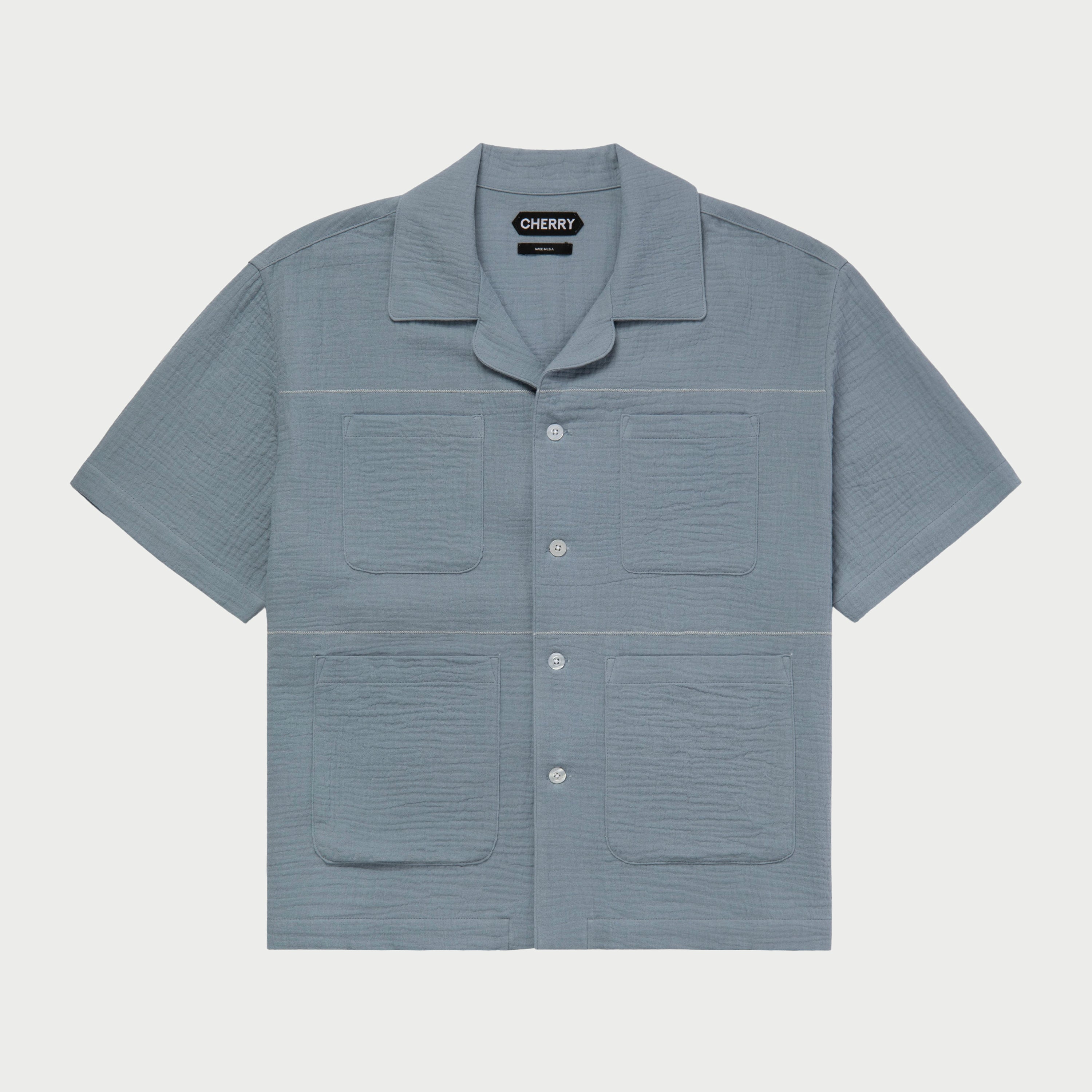 Embroidered Vacation Shirt (Pacific Blue)