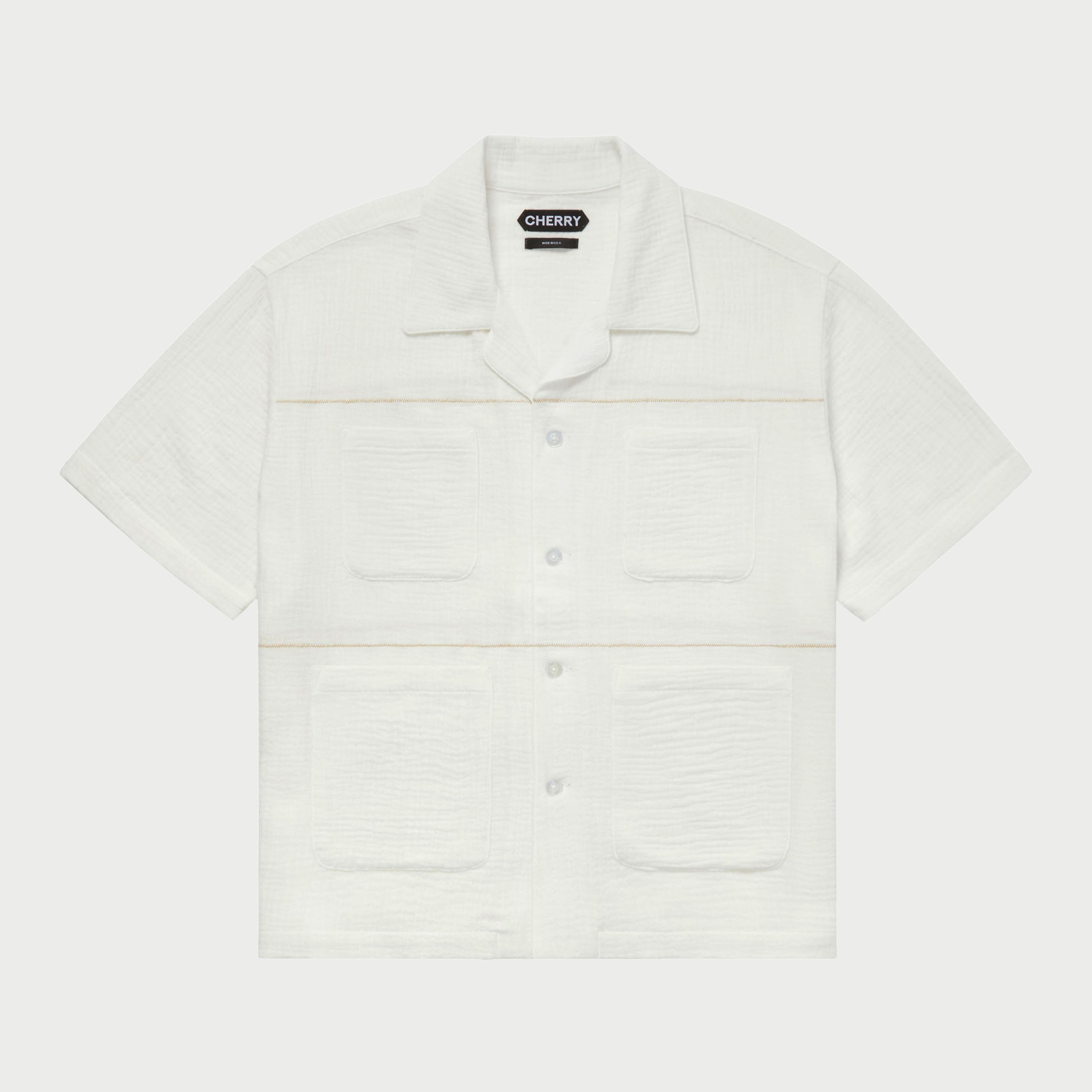 Embroidered Vacation Shirt (White)