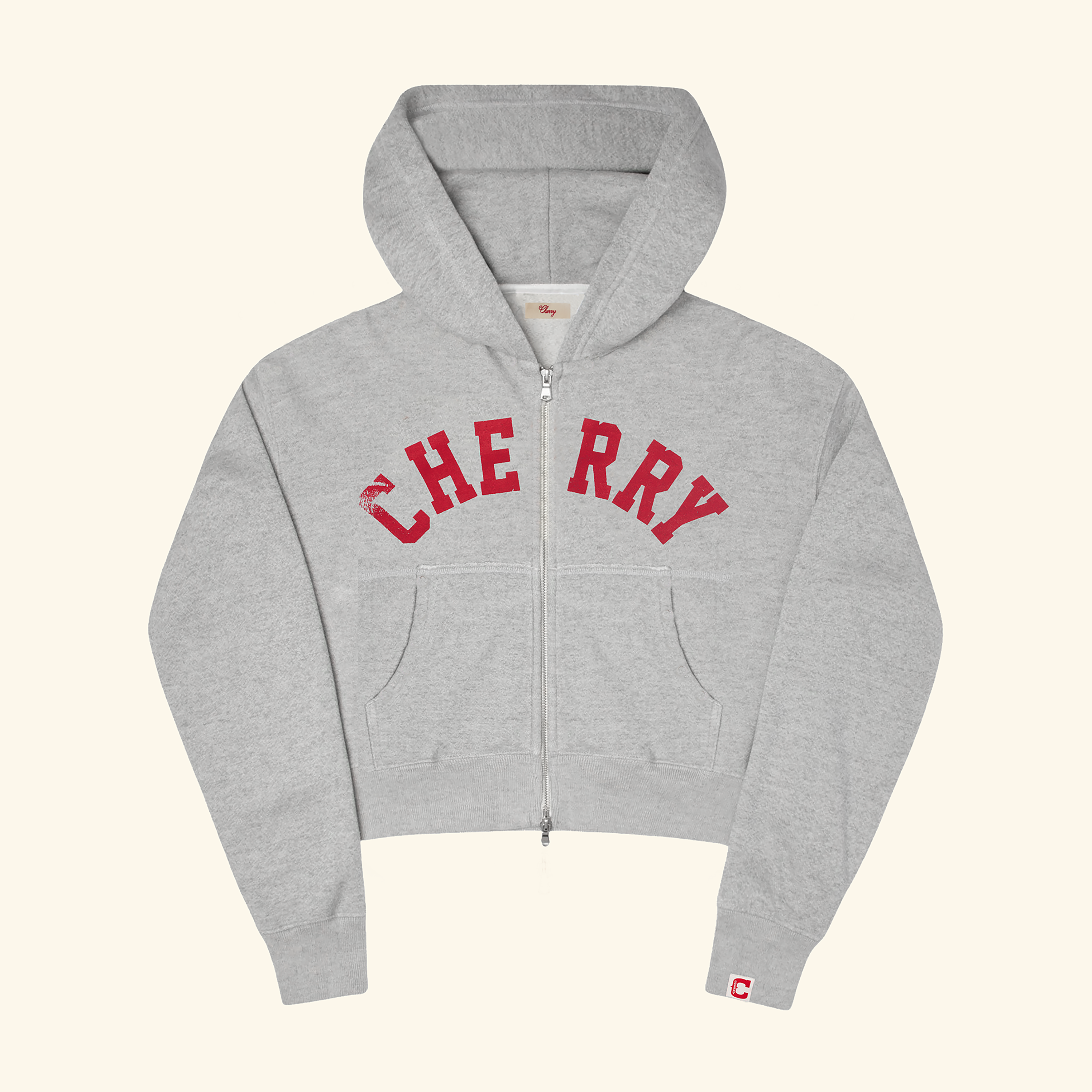 Women's Distressed Zip Hoodie (Heather Grey)