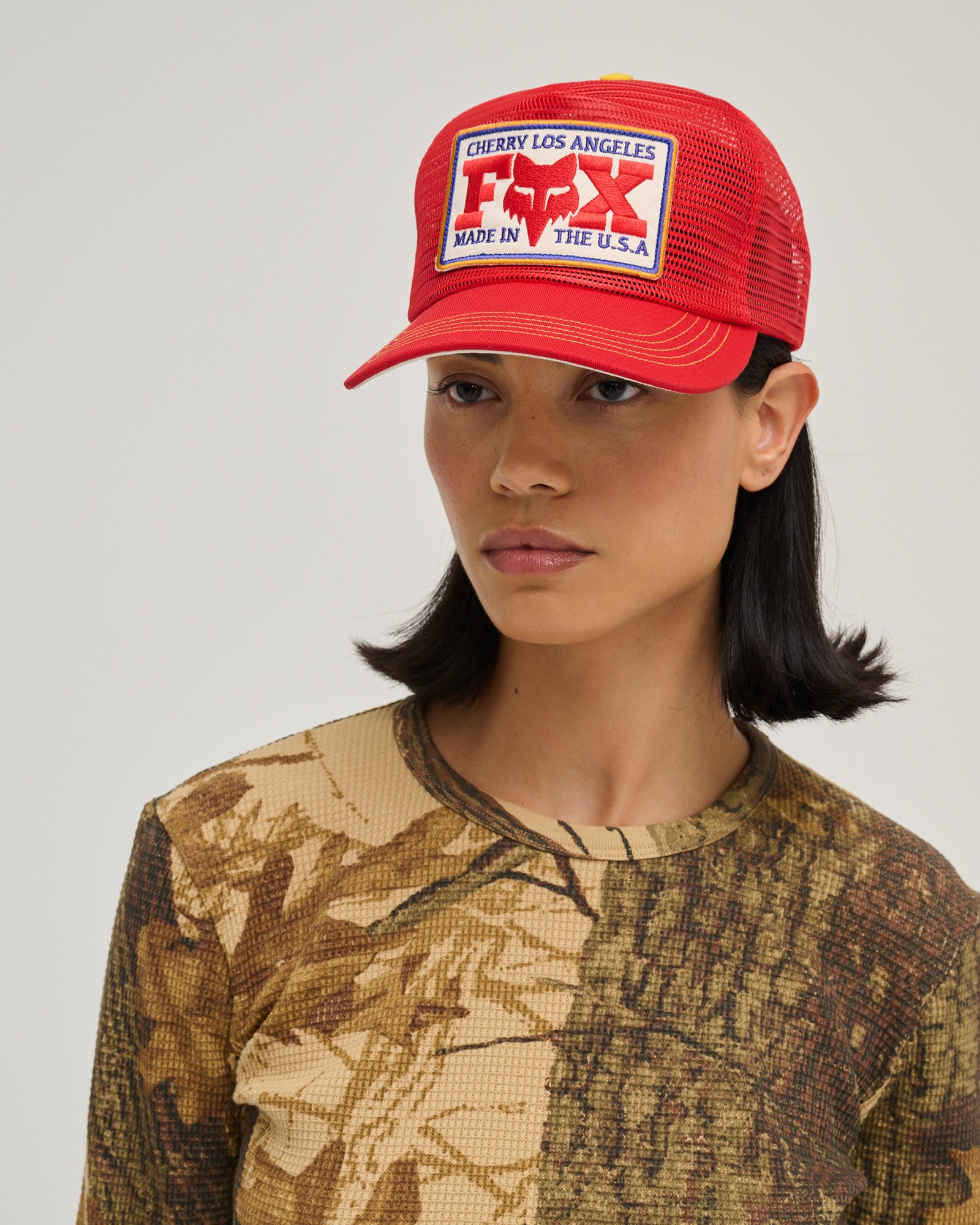 Fox X Cherry Mesh Trucker Hat (Red)