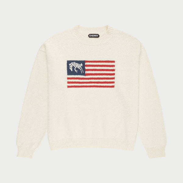Cherry Flag Knit Crewneck (Cream) – CHERRY LA