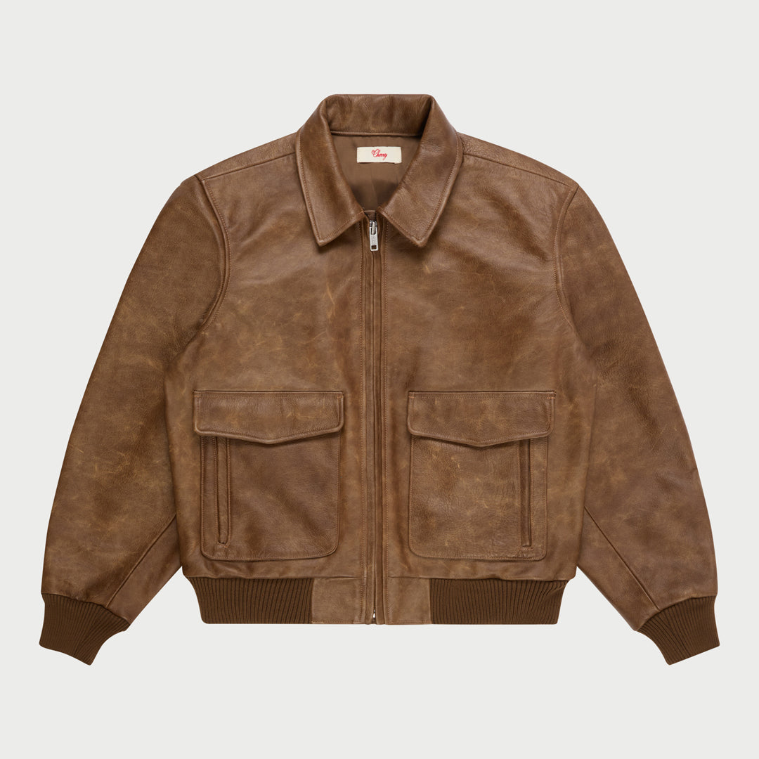 Leather Flight Jacket (Brown)