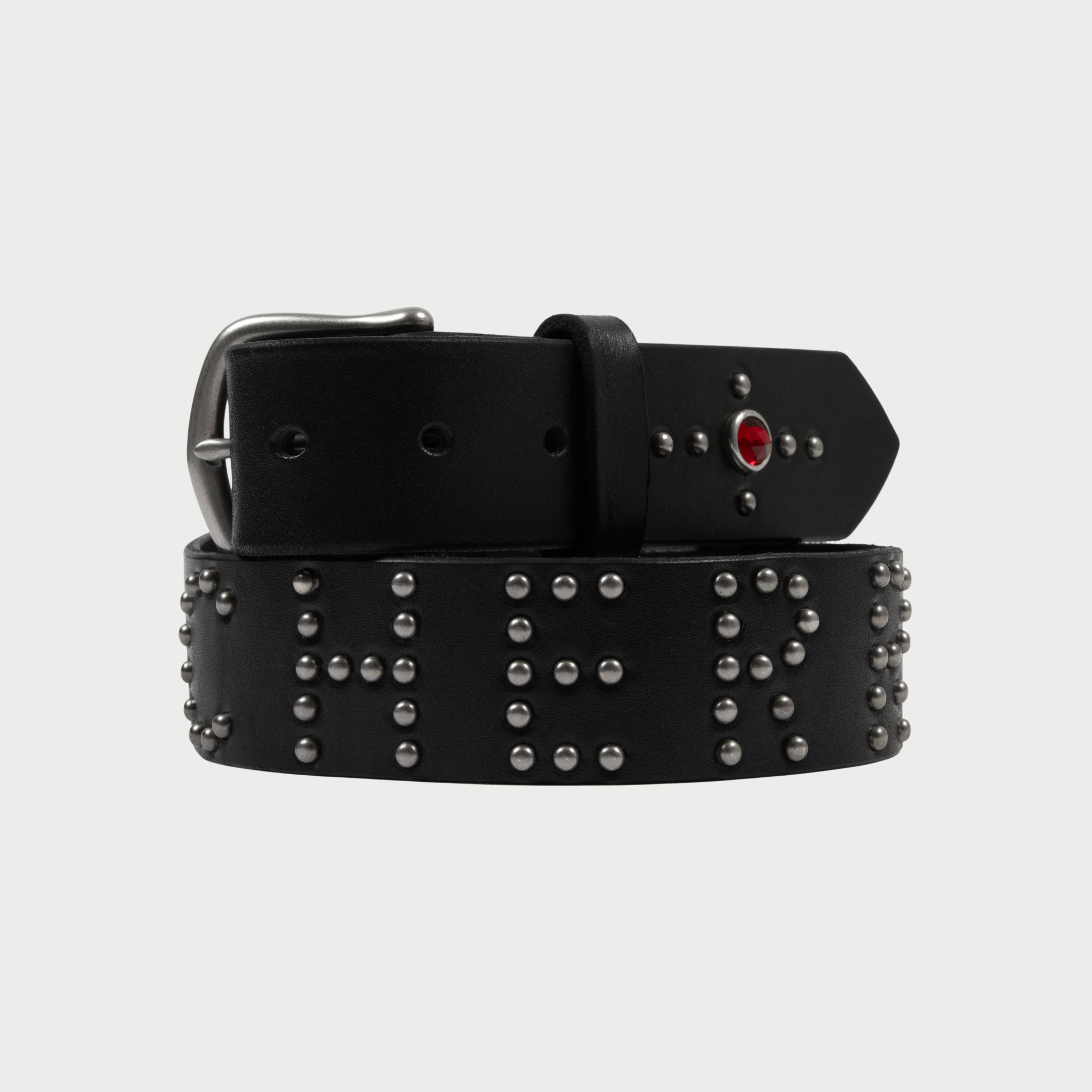 Black leather clearance studded belt