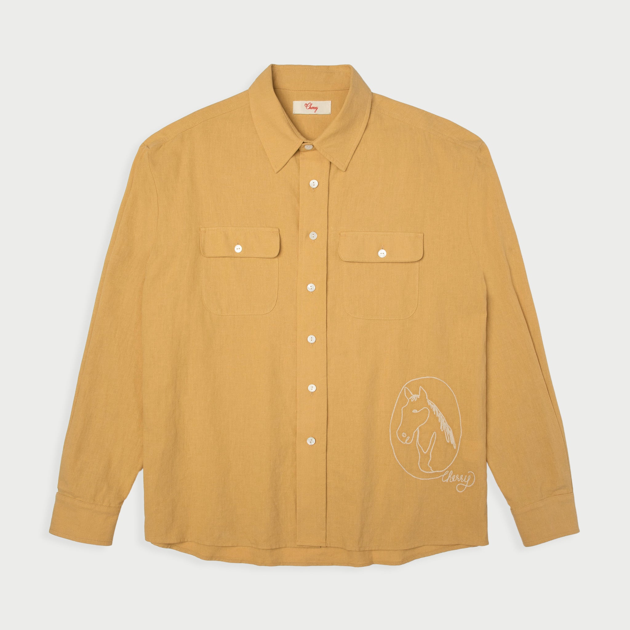 Linen Button Up (Mustard)