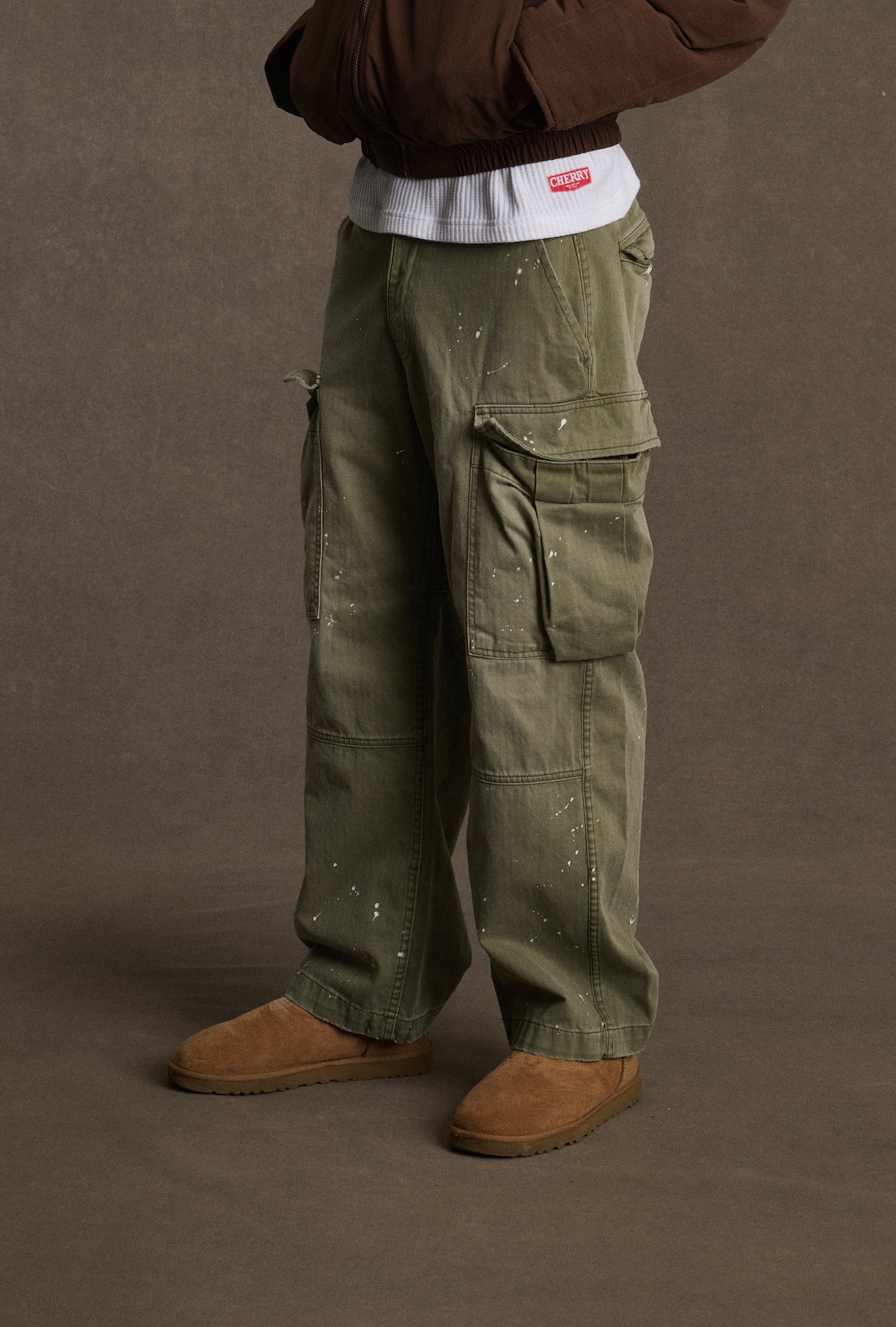 Wide Leg Cargo Pant (Olive Green)