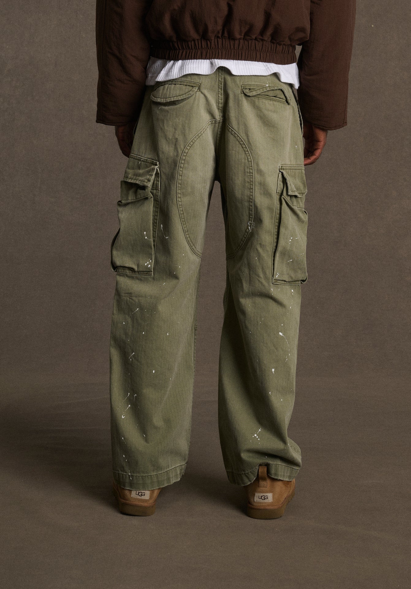 Wide Leg Cargo Pant (Olive Green)