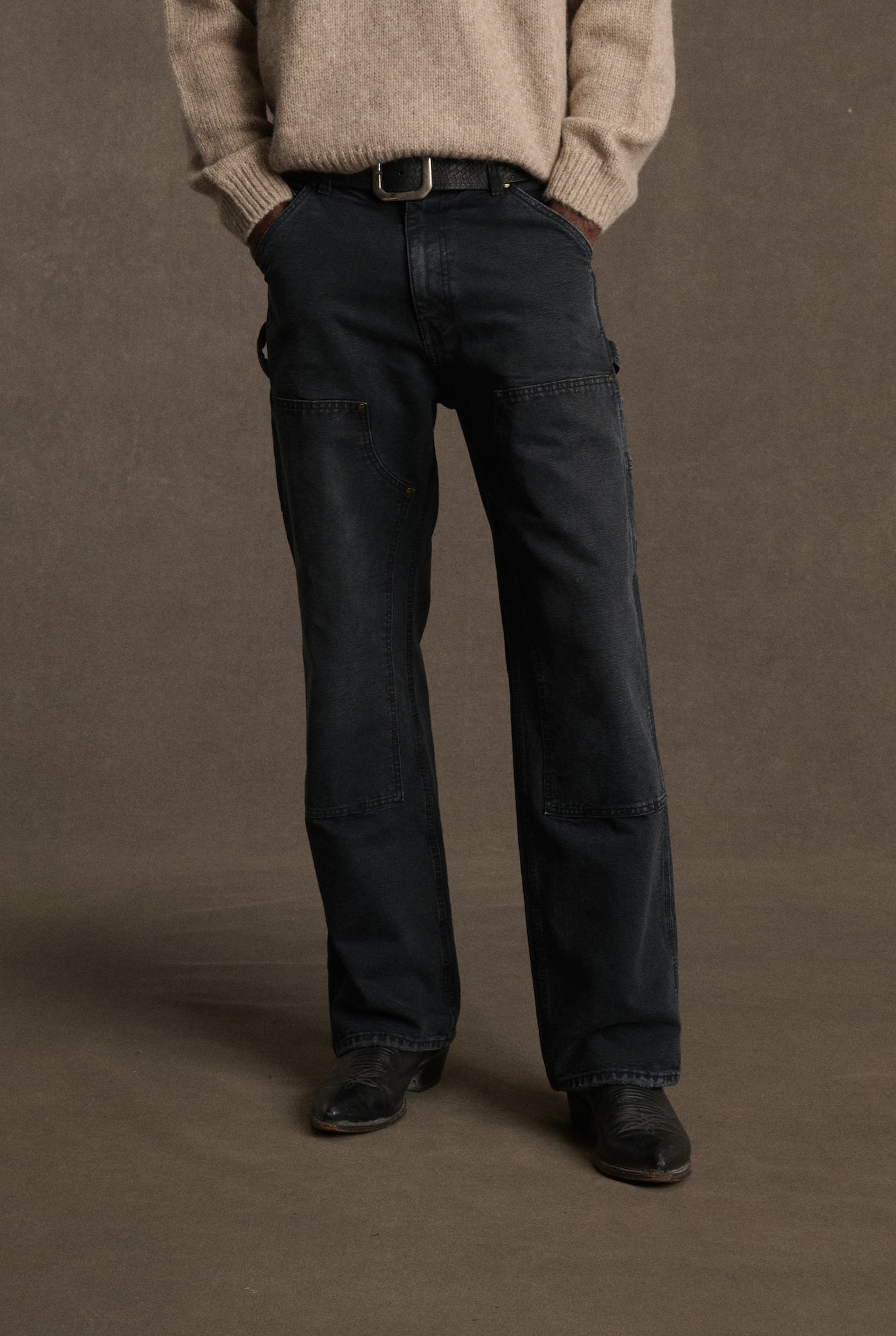 Wide Leg Double Knee (Black)