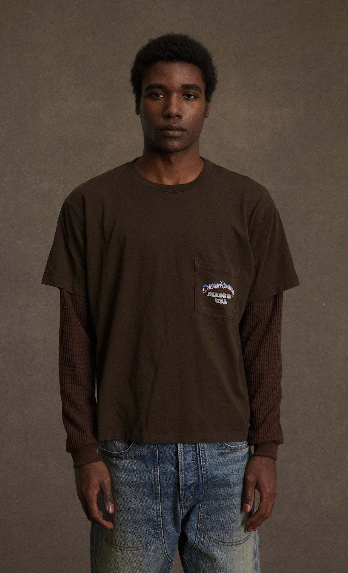 Country Road Boxy Pocket Longsleeve Thermal (Chocolate)