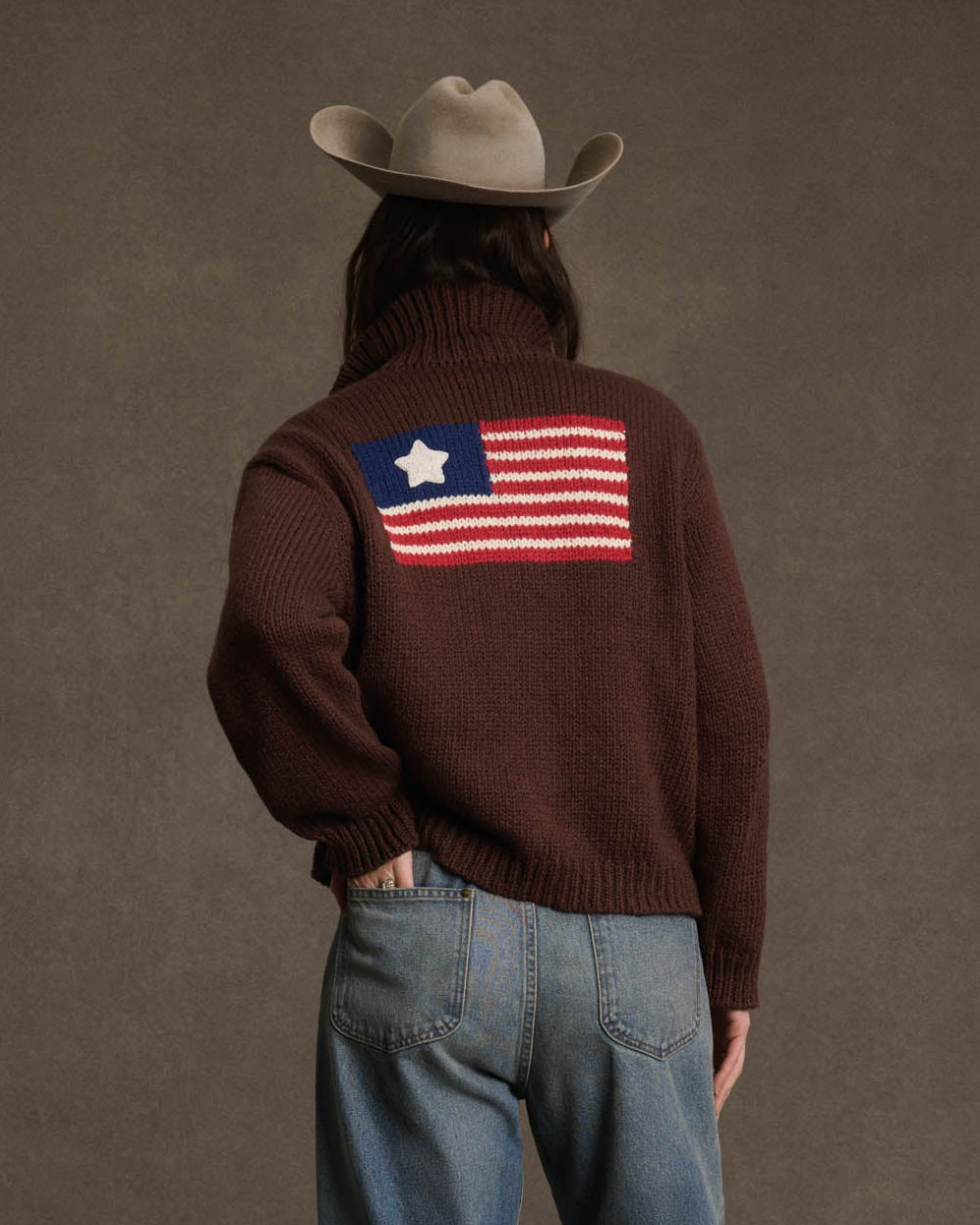 1 Star Cotton Knit Zip Jacket (Chocolate)