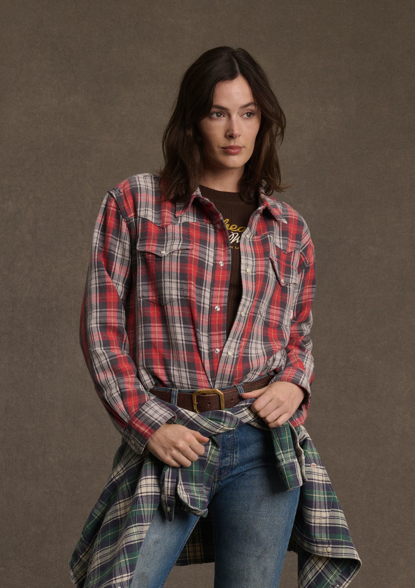 Plaid Western Shirt (Red)