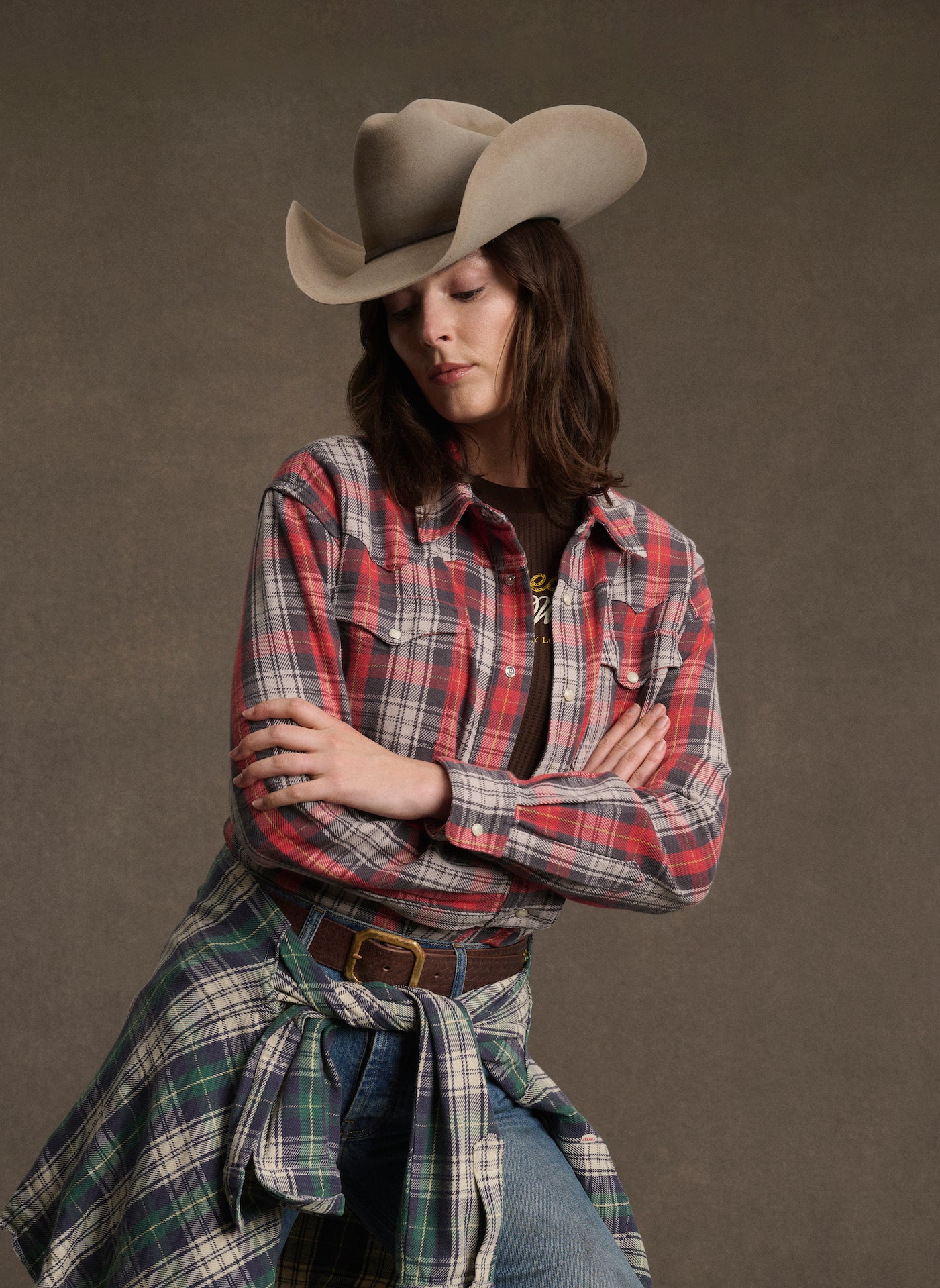Plaid Western Shirt (Red)
