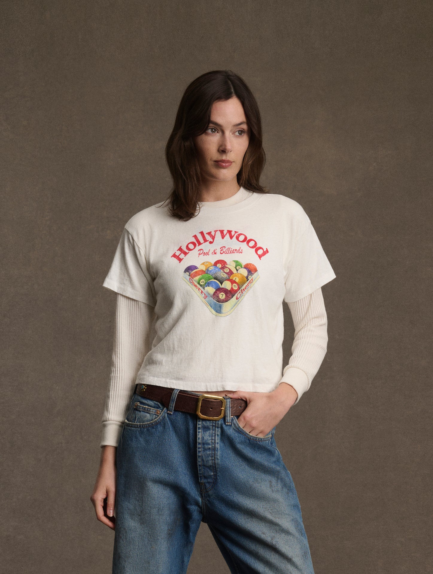 Women's Billiards Boxy Baby Tee (Vintage White)