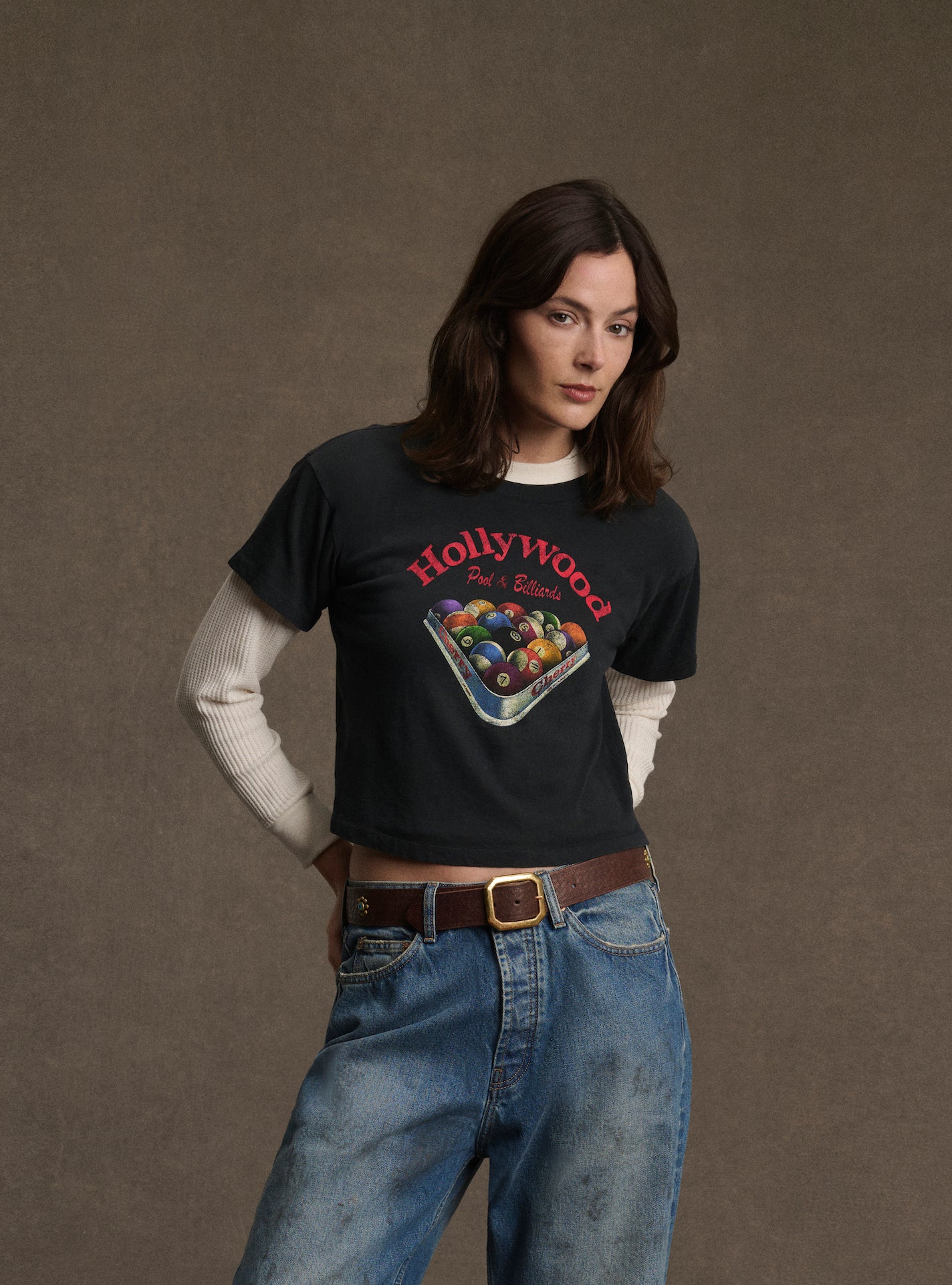 Women's Billiards Boxy Baby Tee (Vintage Black)