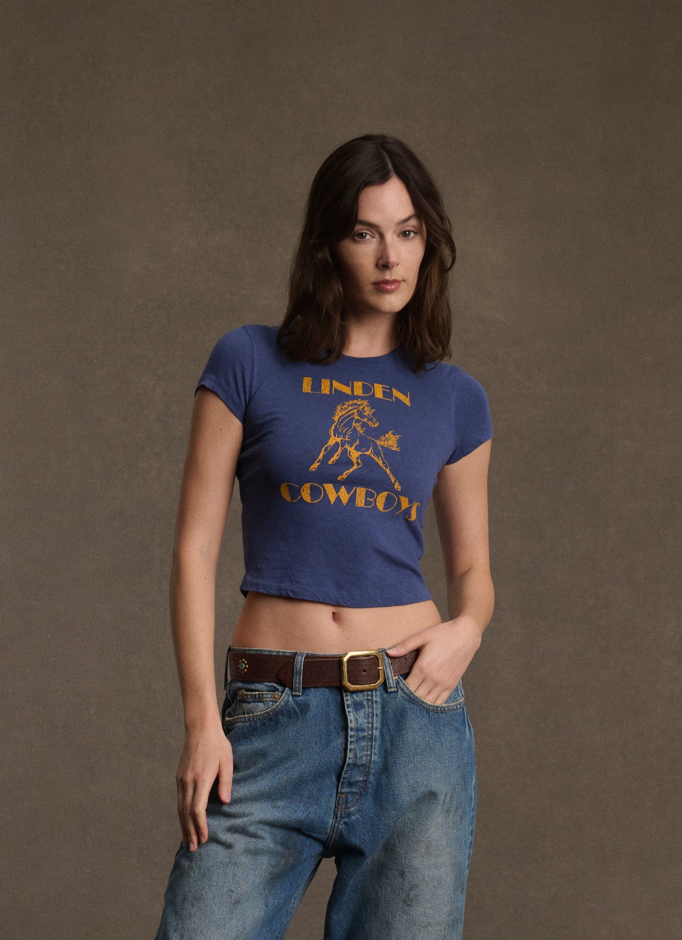 Women's Cowboys Fitted Baby Tee (Sun Faded Blue)