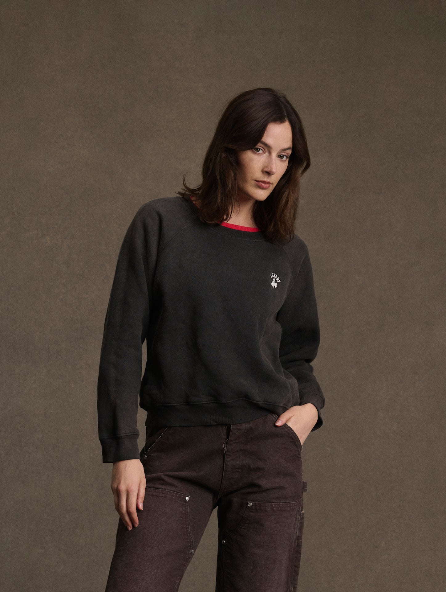 Women's Western Athletic Raglan Crew (Vintage Black)