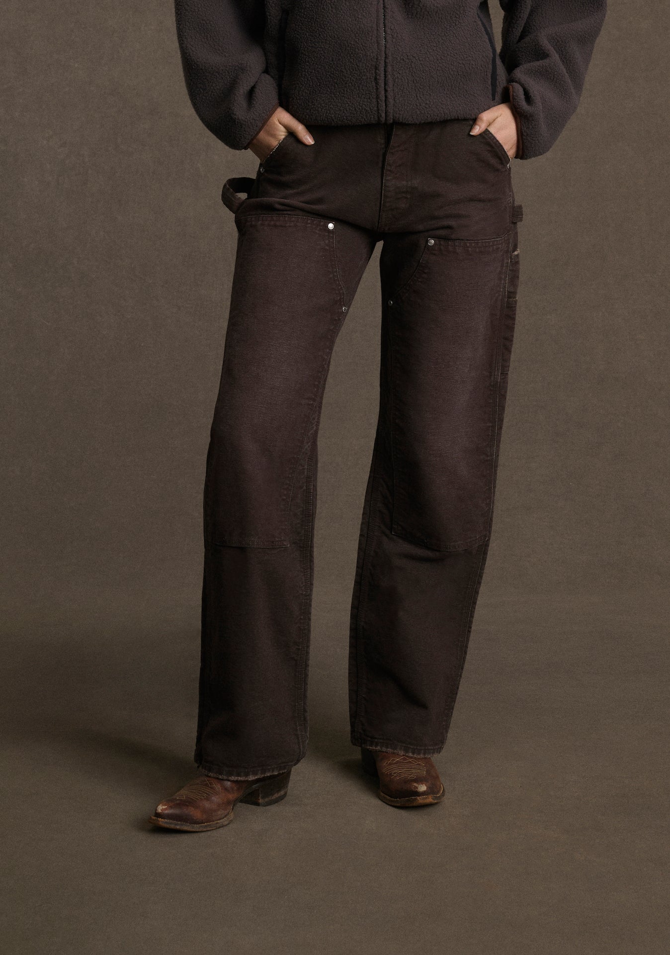 Wide Leg Double Knee (Brown)