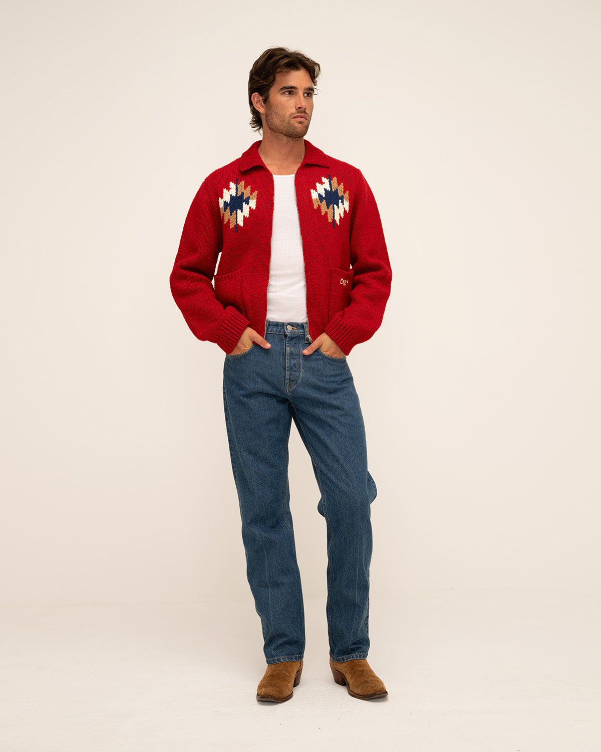 Navajo Knit Jacket (Red)