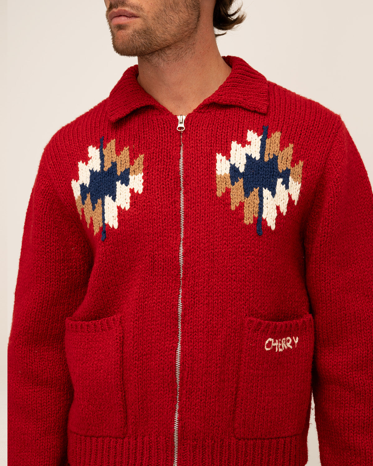 Navajo Knit Jacket (Red)