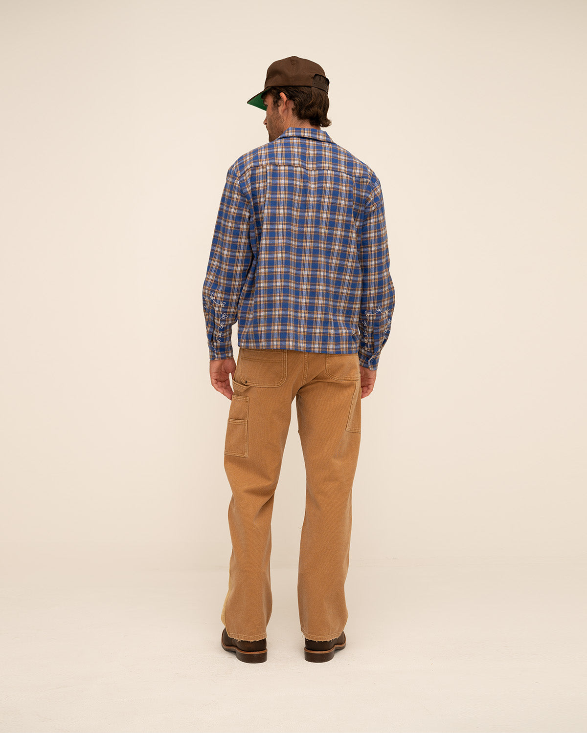 Western Boxy Plaid Shirt (Blue)