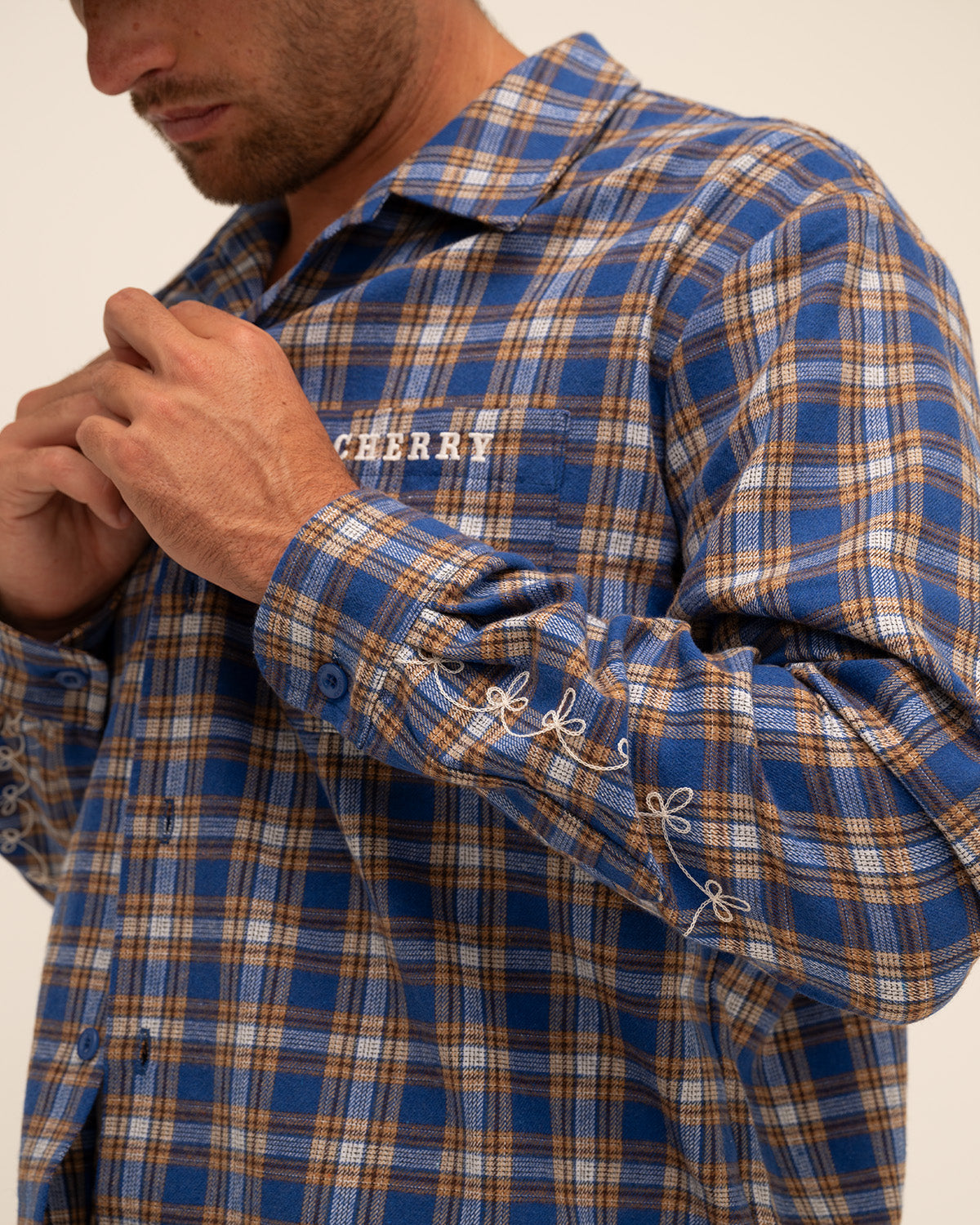 Western Boxy Plaid Shirt (Blue)