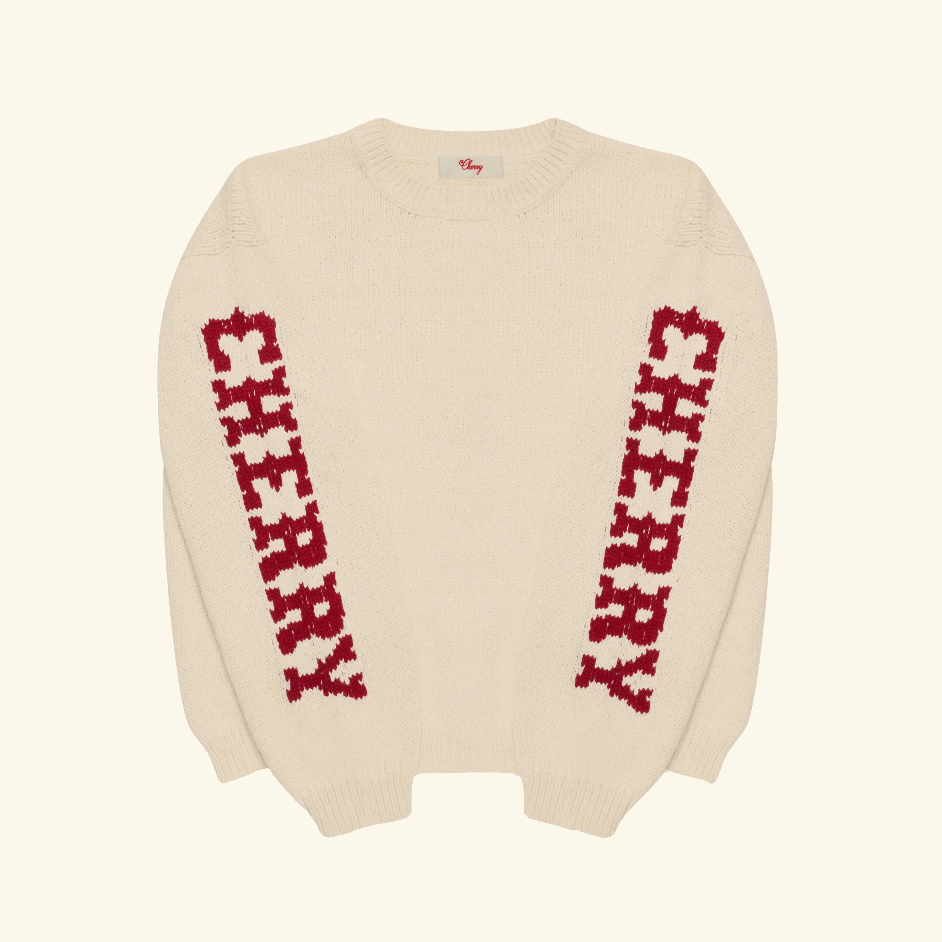 Cotton Knit Crewneck (Cream/Red)