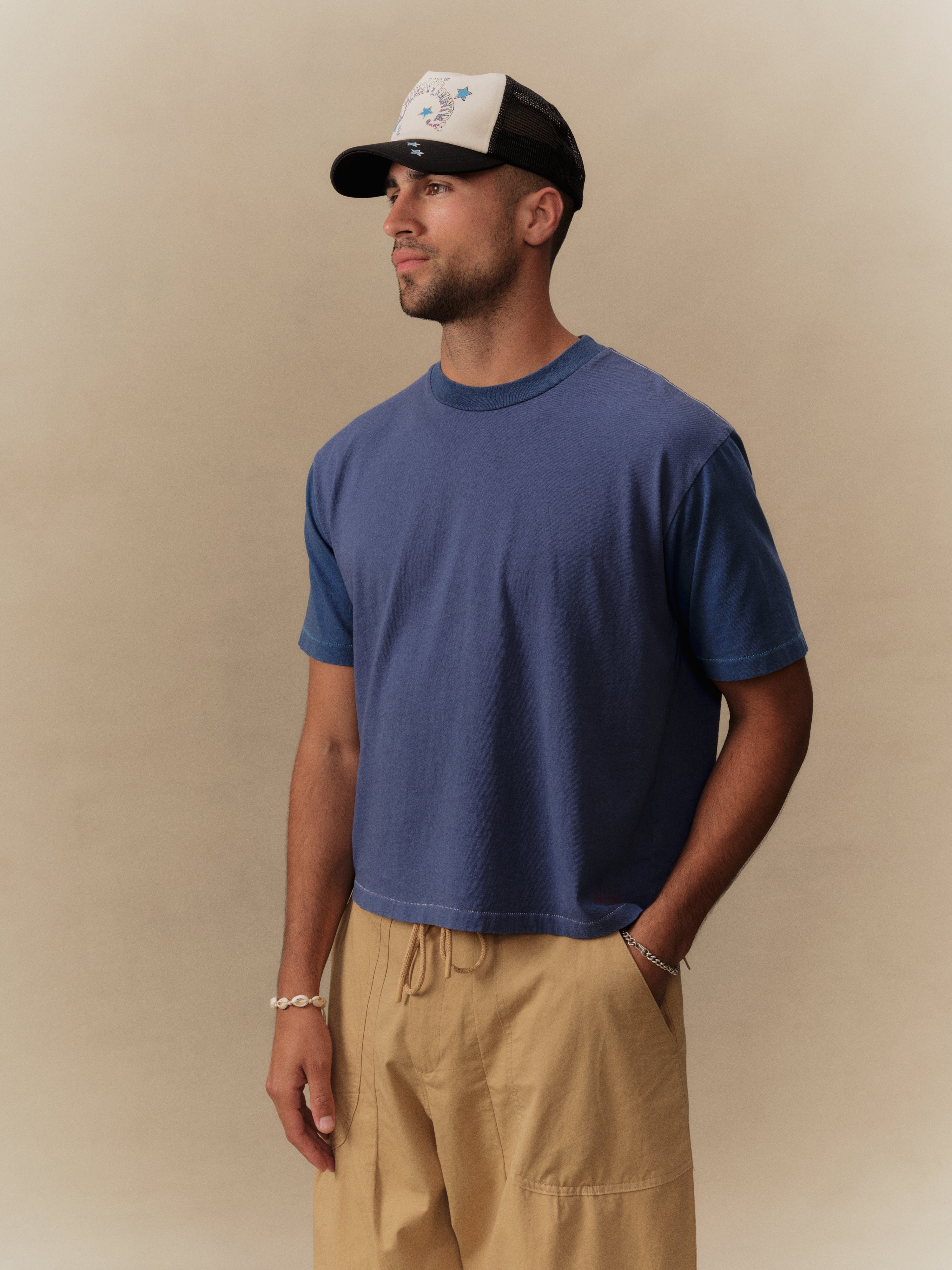 Boxy Safari T-Shirt (Faded Navy)
