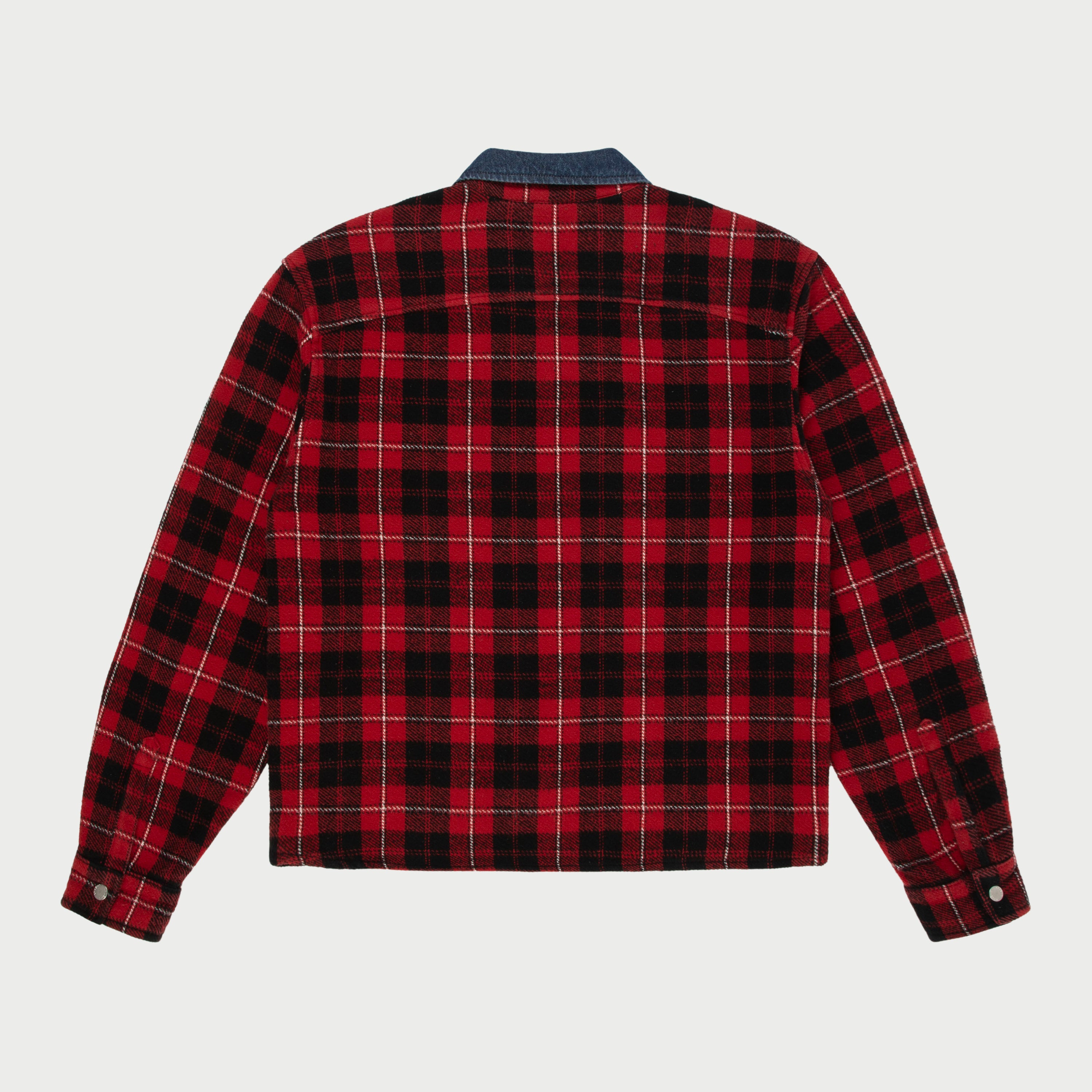 Plaid Zip Shirt Jacket (Red) – CHERRY LA