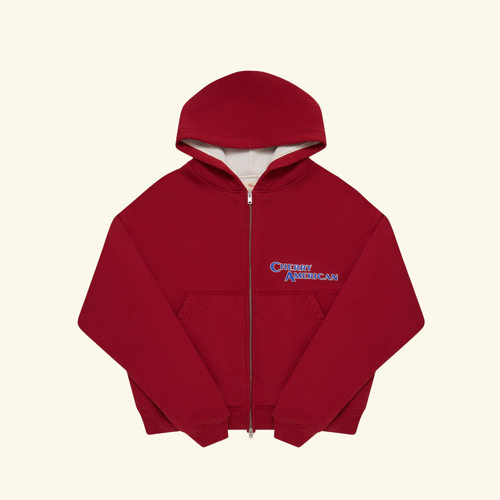 Thermal Zip Up Hoodie (Sun Faded Red)
